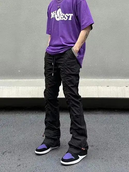 Japanese Brand Hirosue x natsu Black Stacked Pleated Pants Size US 30 / EU 46 - 3 Thumbnail