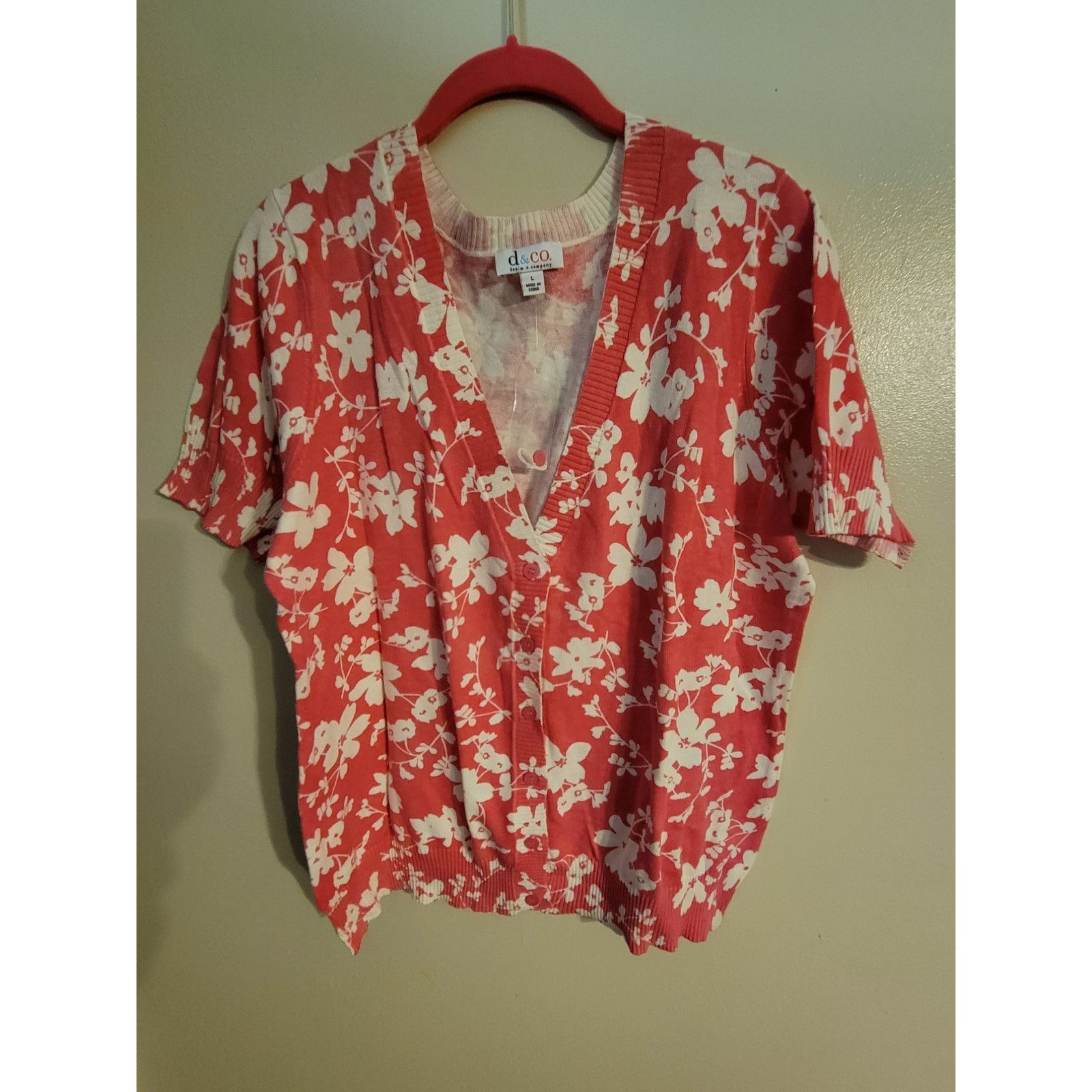 Denim & Co. Denim & Company Pink Flowered Cardigan L Size L / US 10 / IT 46 - 1 Thumbnail