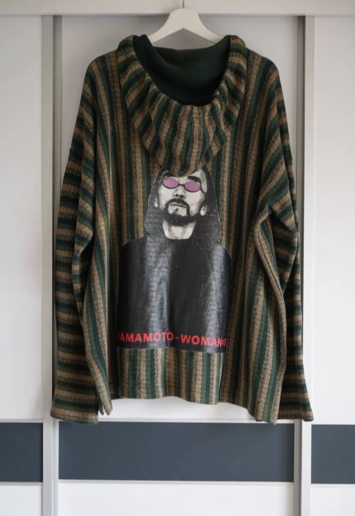 Yohji Yamamoto Yohji Yamamoto 98ss Portrait Print Striped Hoodie K4 Size US M / EU 48-50 / 2 - 1 Thumbnail
