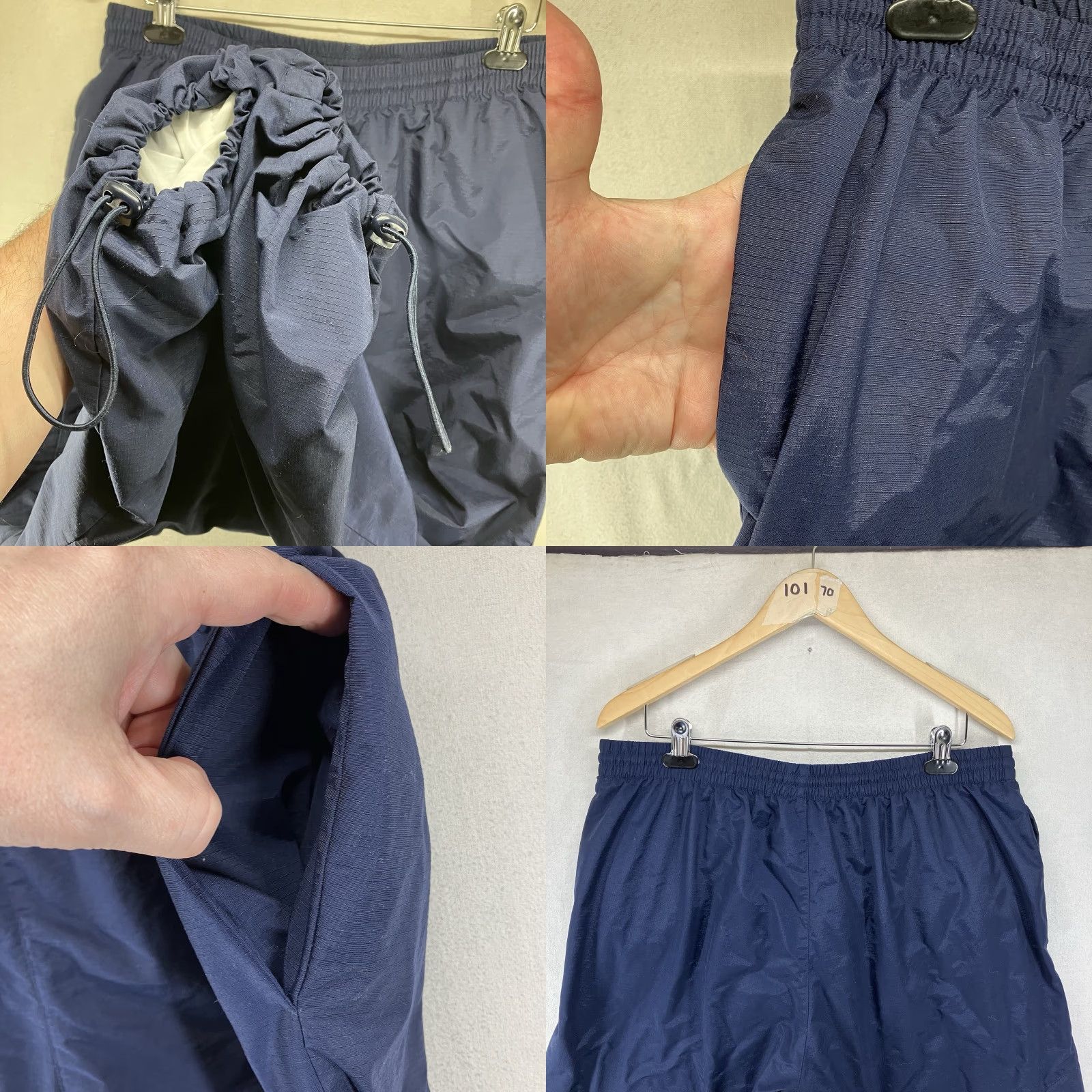 Nike VINTAGE Nike Mens XL Track Pants Navy Blue Yellow Swoosh Zip Ankle Baggy Tapered 90s Sports Logo Size US 36 / EU 52 - 8 Thumbnail