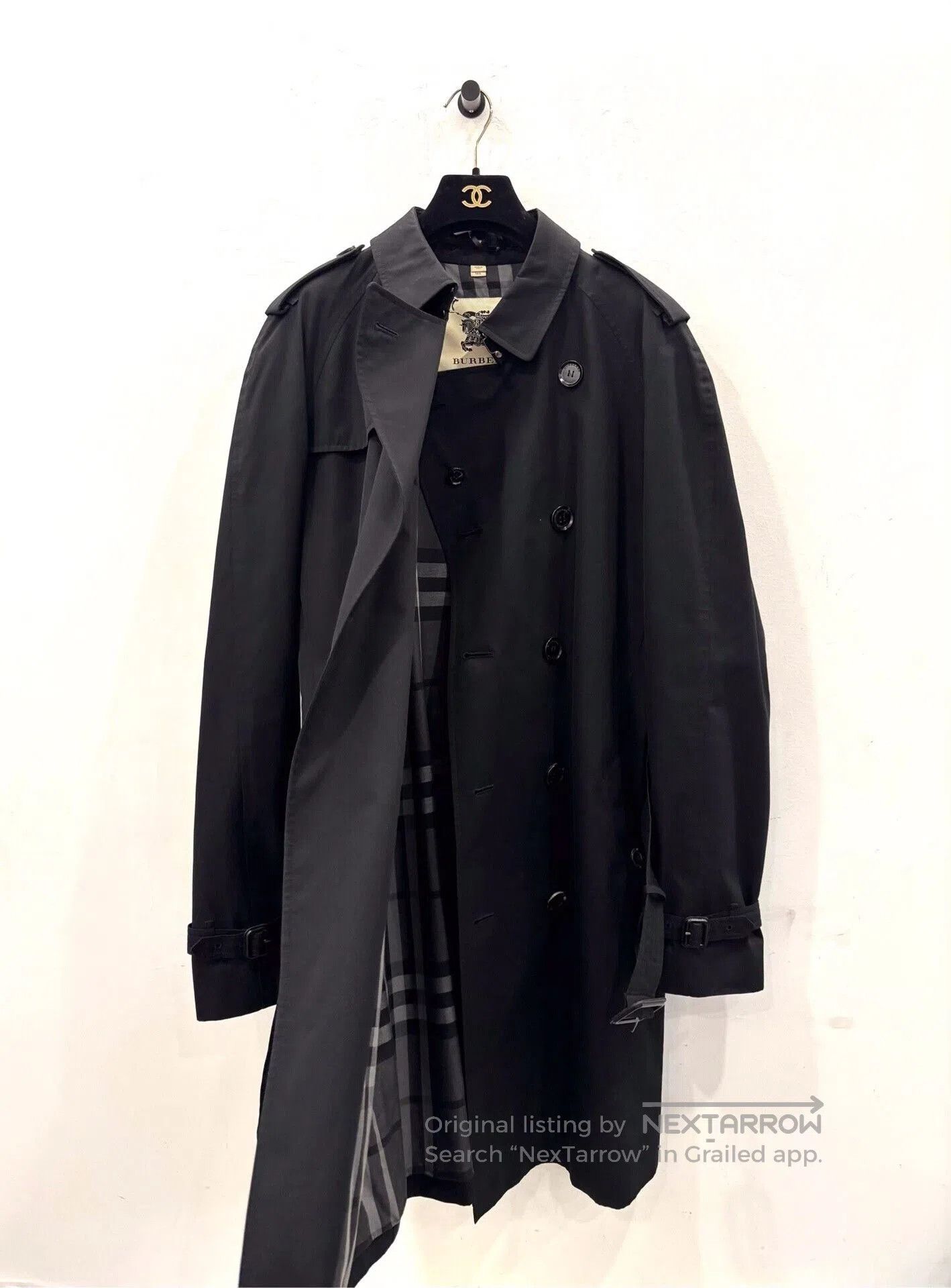 Burberry Burberry London Black Check Logo Men's Trench Coat. Size US L / EU 52-54 / 3 - 4 Thumbnail