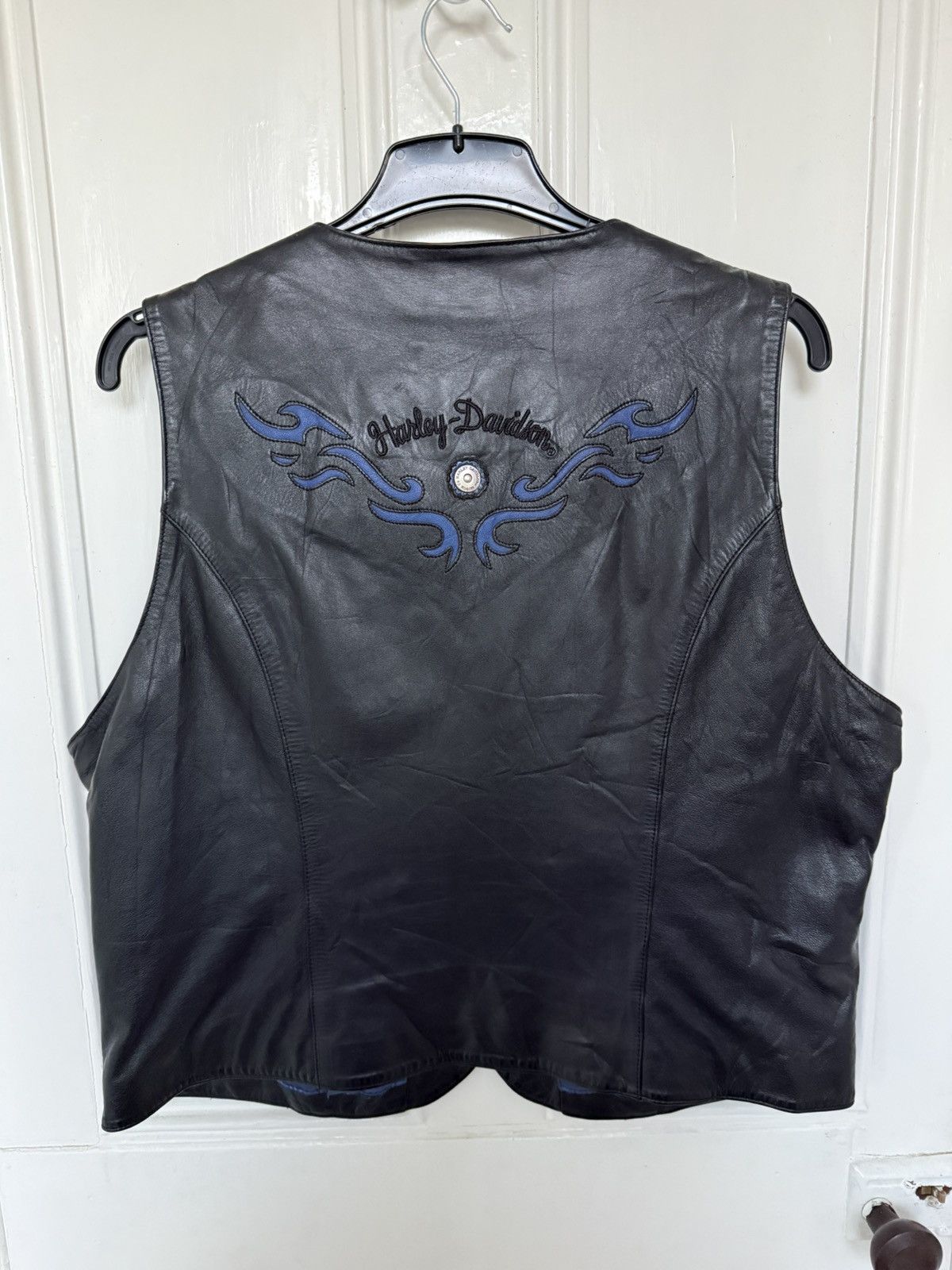 Harley Davidson Vintage Harley Davidson Blue Flame Leather Vest Size US S / EU 44-46 / 1 - 2 Thumbnail
