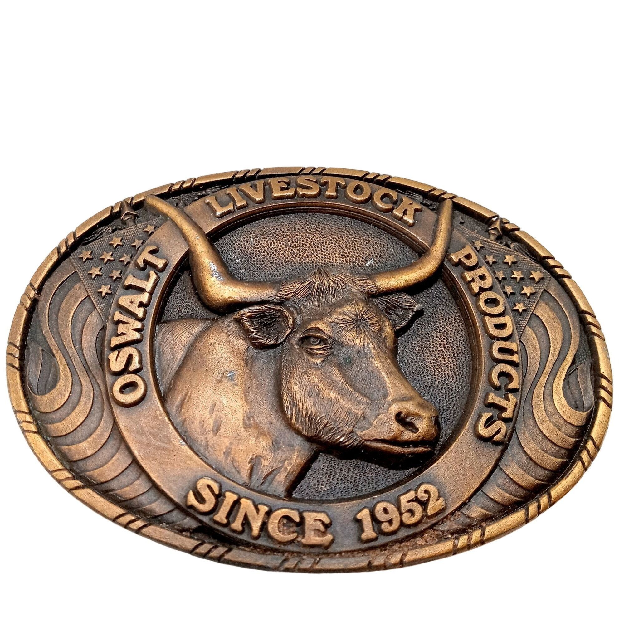 Vintage Oswalt Livestock Products Belt Buckle Longhorn Cow Cattle Grailed