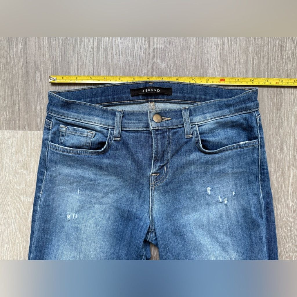J Brand J Brand Blue Straight Leg Jeans with Distressed Fading Size 26" / US 2 / IT 38 - 7 Thumbnail