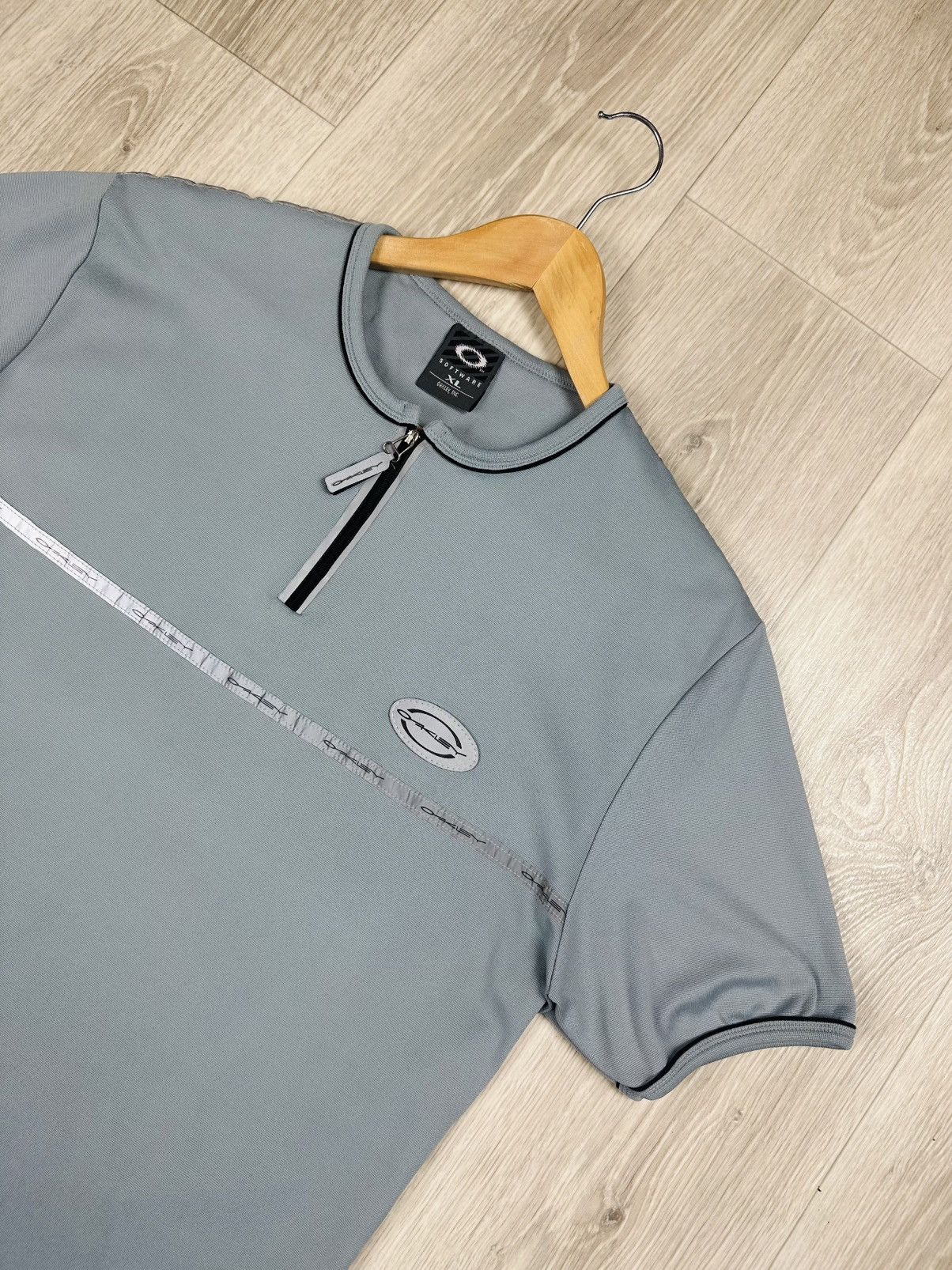 Oakley × Vintage Oakley Software Vintage Men's Blue Cotton Zip Neck T-Shirt Size US XL / EU 56 / 4 - 3 Thumbnail
