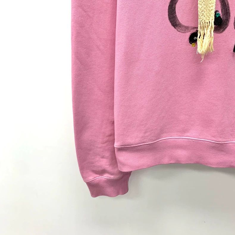 Loewe Loewe Pink logo printed cotton hooded terry sleeve hoodie Size M / US 6-8 / IT 42-44 - 4 Thumbnail