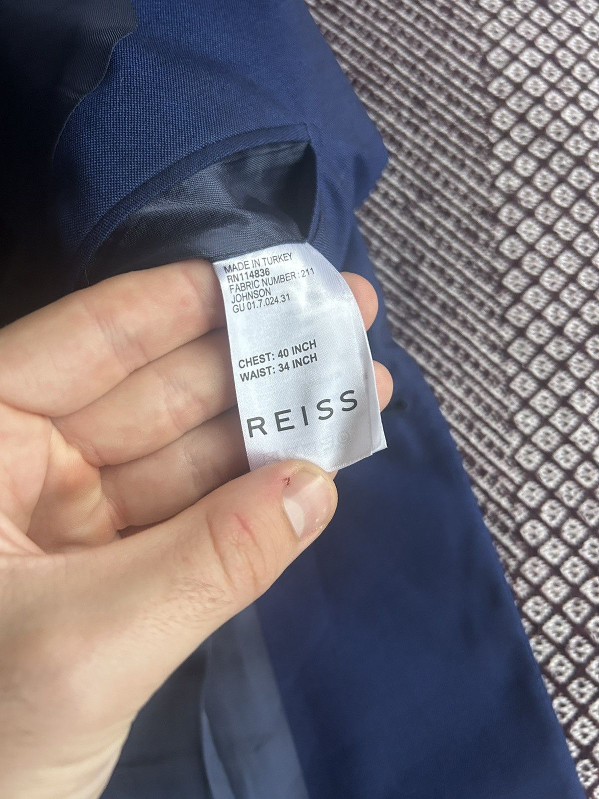 Reiss Reiss Blue Suit Solid Style Classic One Button Mens Size 40R Size 40R - 10 Thumbnail