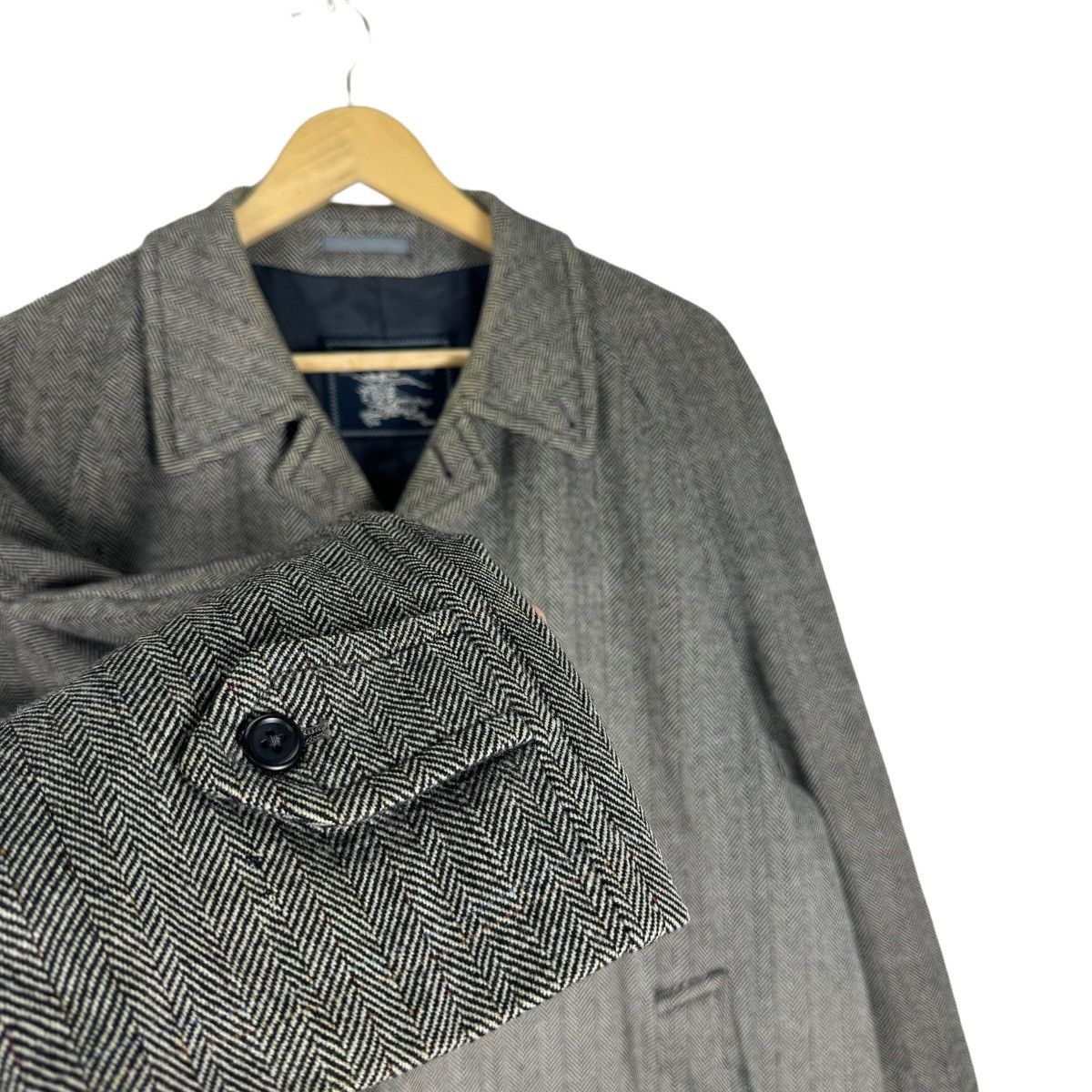 Burberry 🔥BURBERRY HERRINGBONE WOOL LONG JACKET Size US M / EU 48-50 / 2 - 4 Thumbnail