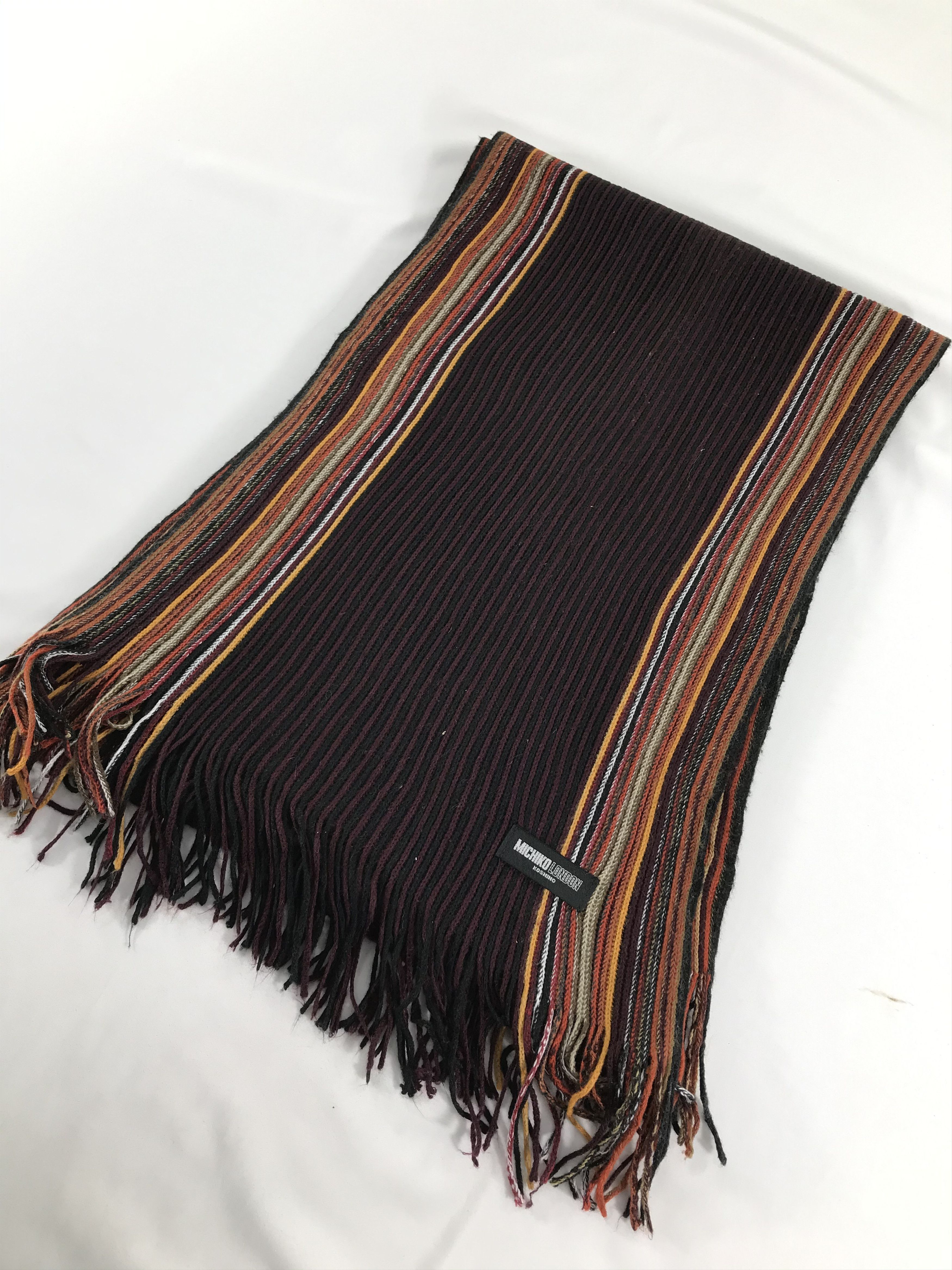 Michiko Koshino Michiko Koshino Striped Knit Wool Scarf Muffler V279 Size ONE SIZE - 3 Thumbnail