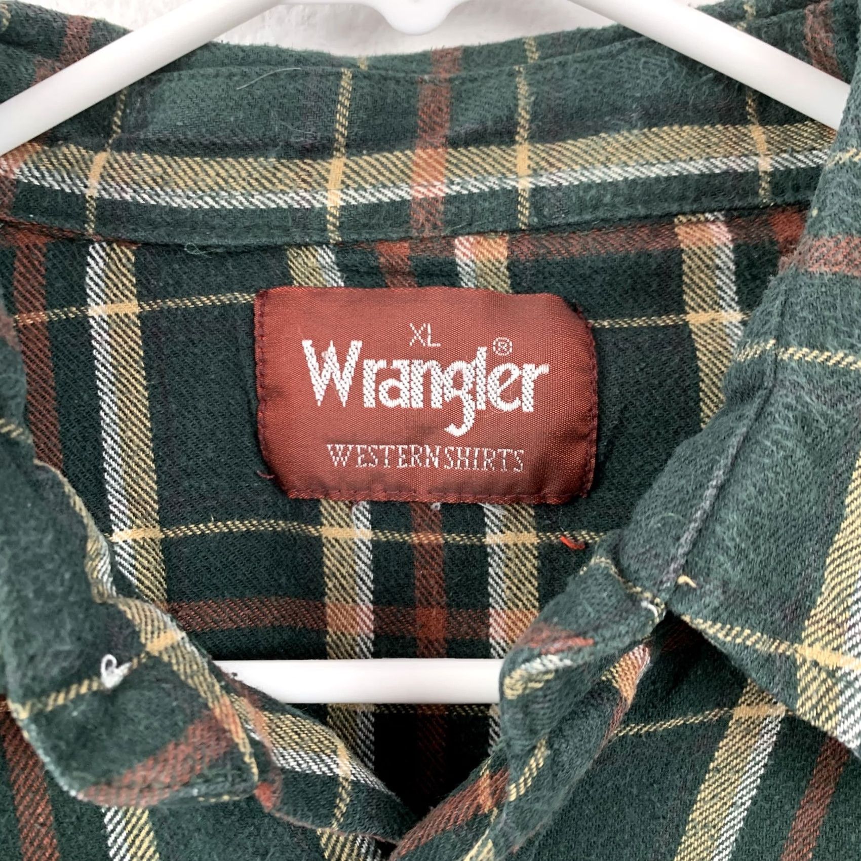 Wrangler VINTAGE Wrangler Western Shirts Plaid Flannel Shirt Long Sleeve Pearl Snap Mens XL Green Red Tan White Casual Button-Down Size US XL / EU 56 / 4 - 4 Thumbnail