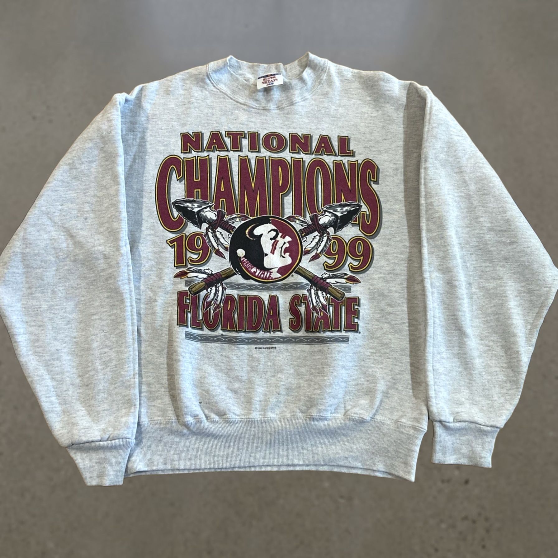 Jerzees VINTAGE Jerzees Sweater Mens L Gray Florida State National Champions 99 Pullover Size US L / EU 52-54 / 3 - 1 Thumbnail