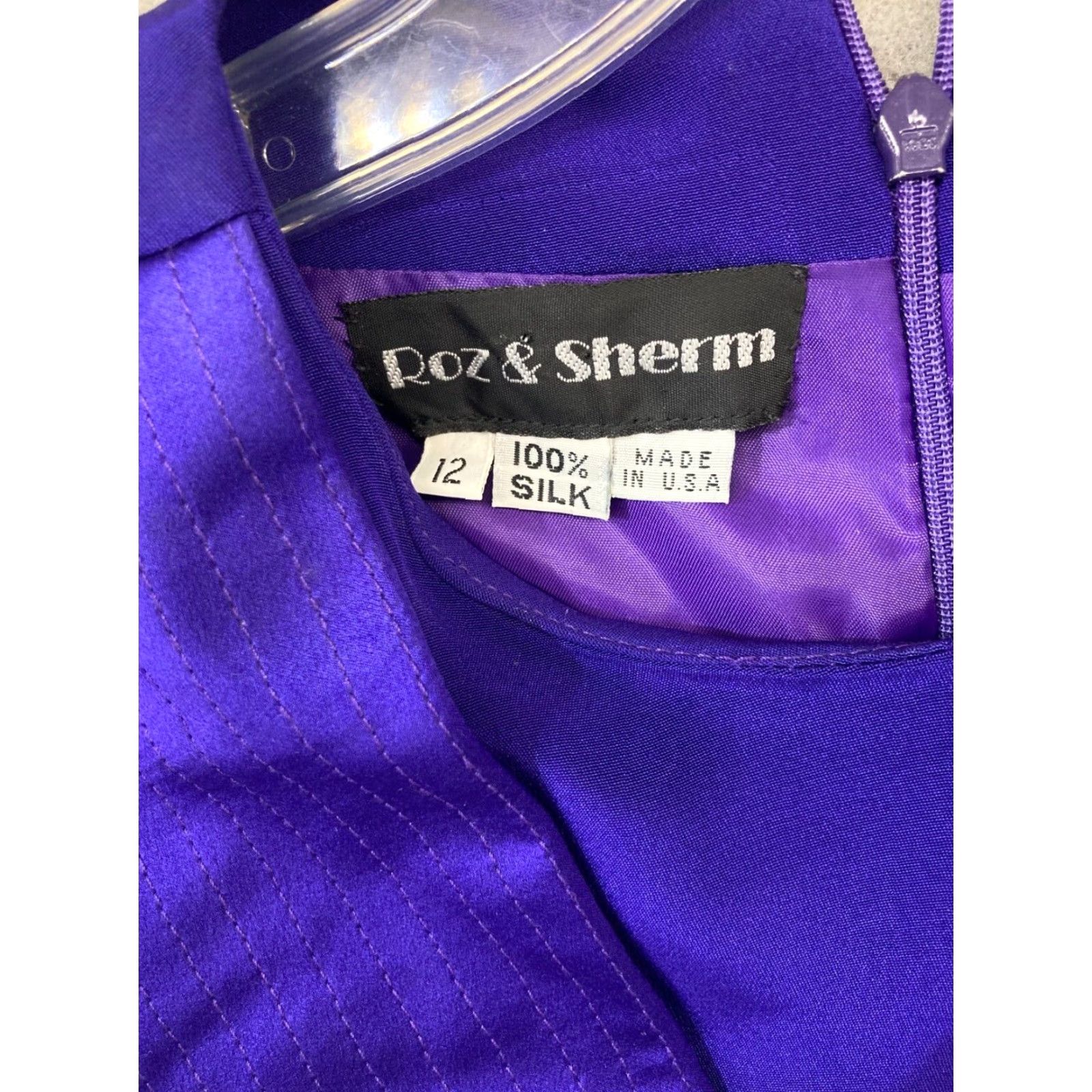 Vintage VINTAGE Roz Sherm Blouse Womens 12 Purple Silk 3/4 Sleeve 80s 90s USA MADE Size XL / US 12-14 / IT 48-50 - 6 Thumbnail