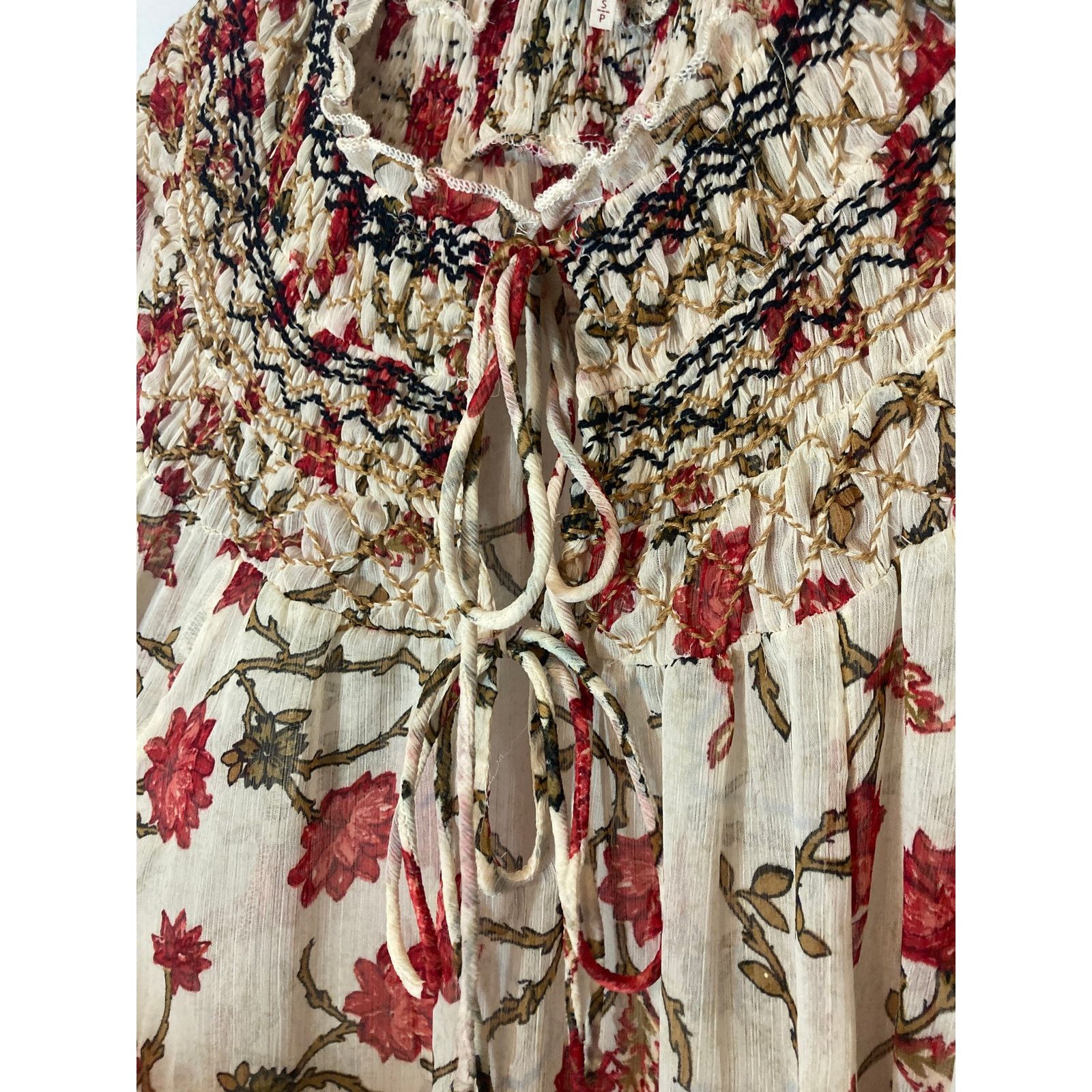 Free People Free People Keeping Up with Kara Ivory Floral Tunic Top Size S / US 4 / IT 40 - 4 Thumbnail