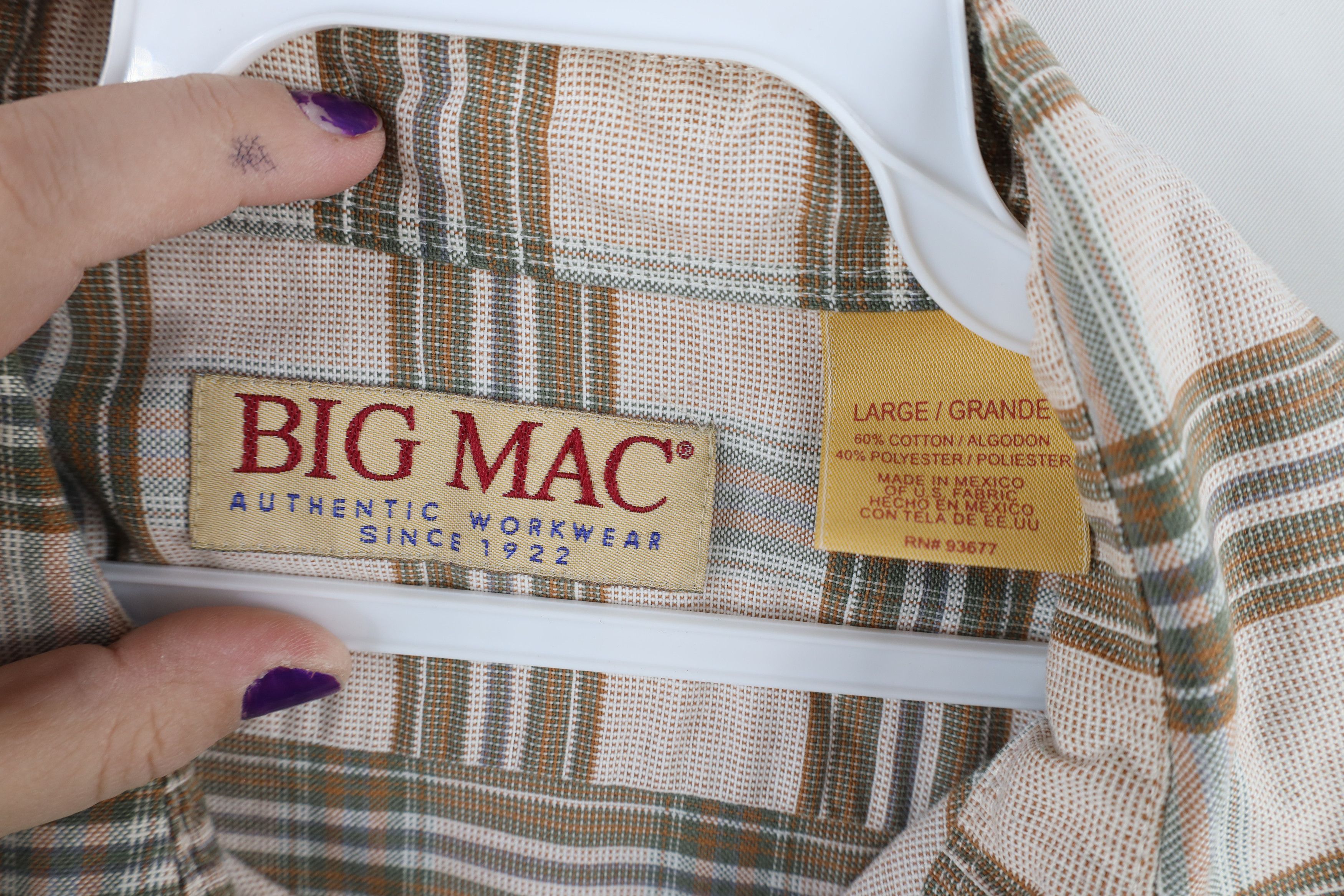 Big Mac Vintage 90s Big Mac Collared Work Button Shirt Plaid Size US L / EU 52-54 / 3 - 10 Thumbnail