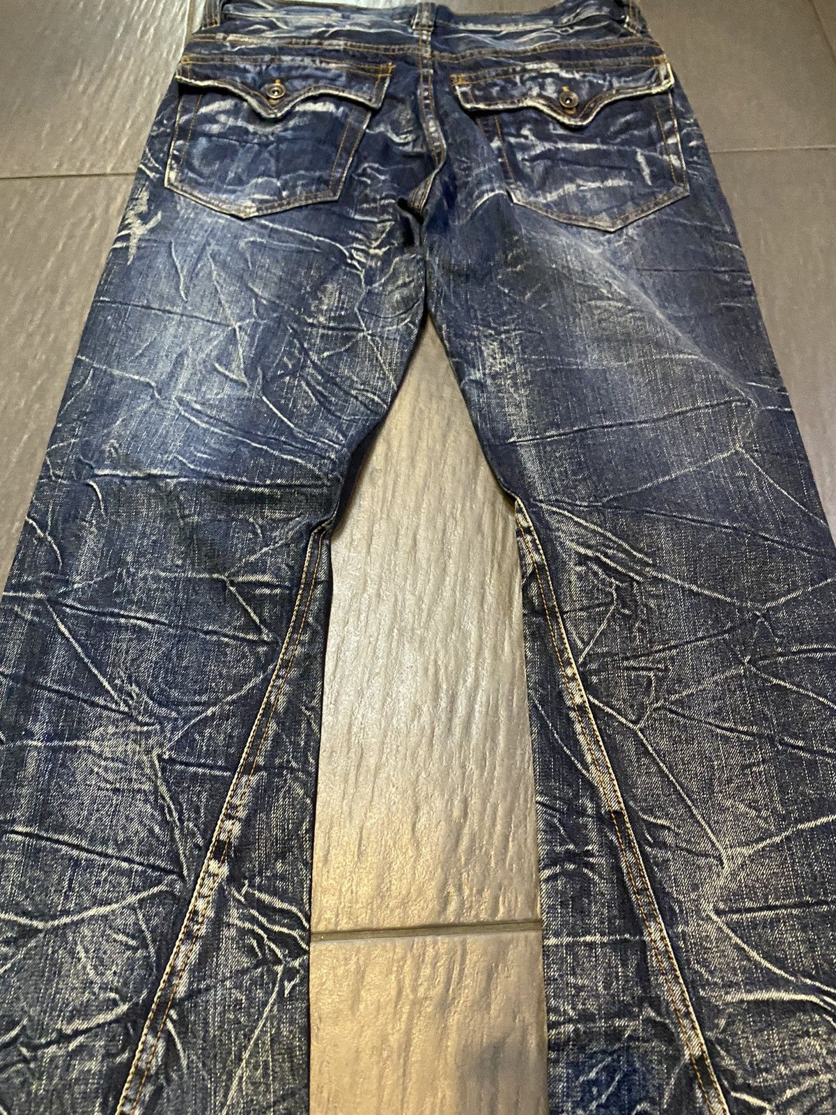 Japanese Brand Flare jeans Nylons Boot Cut crazy lightning Size US 33 - 4 Thumbnail