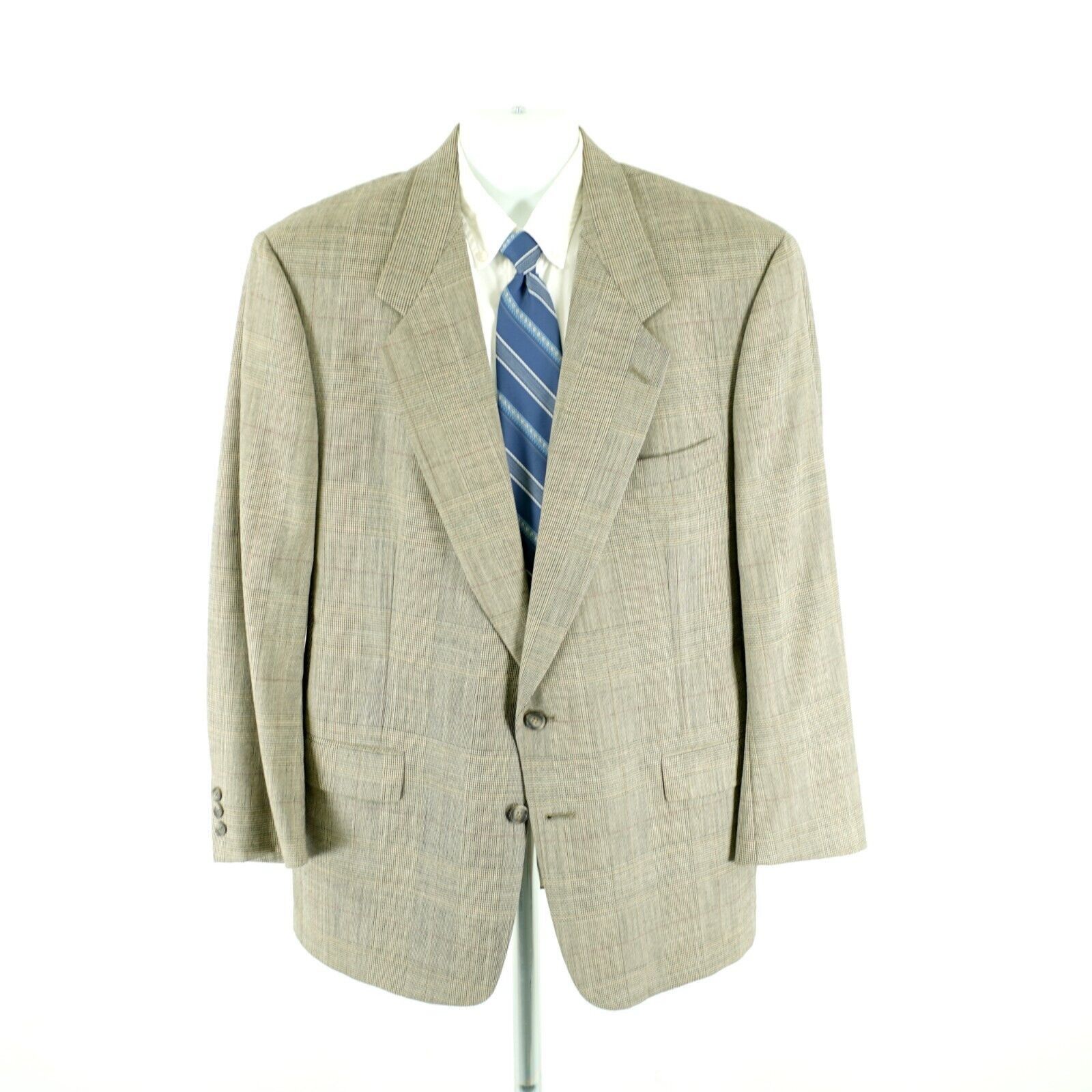 Austin Reed DAMAGED Austin Reed Wool Tan Glen Plaid 2 Button Blazer 42R Size 42R - 5 Thumbnail