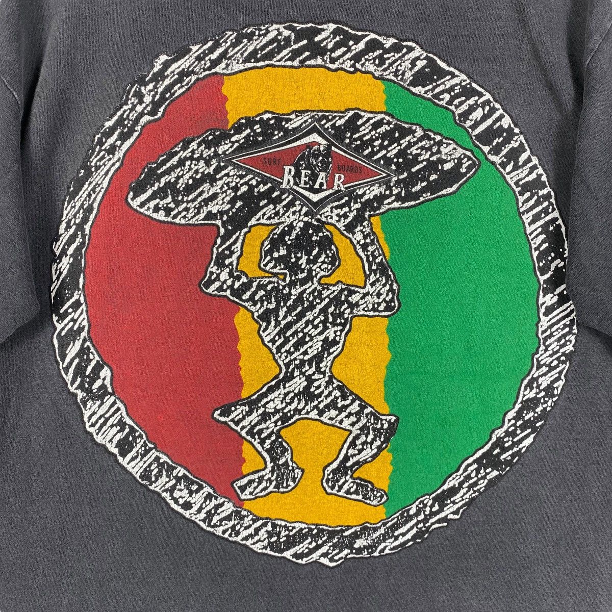 Vintage Vintage 90's BEAR SURFBOARDS Rasta Stickman Graphic Surf Tee Size US M / EU 48-50 / 2 - 2 Thumbnail