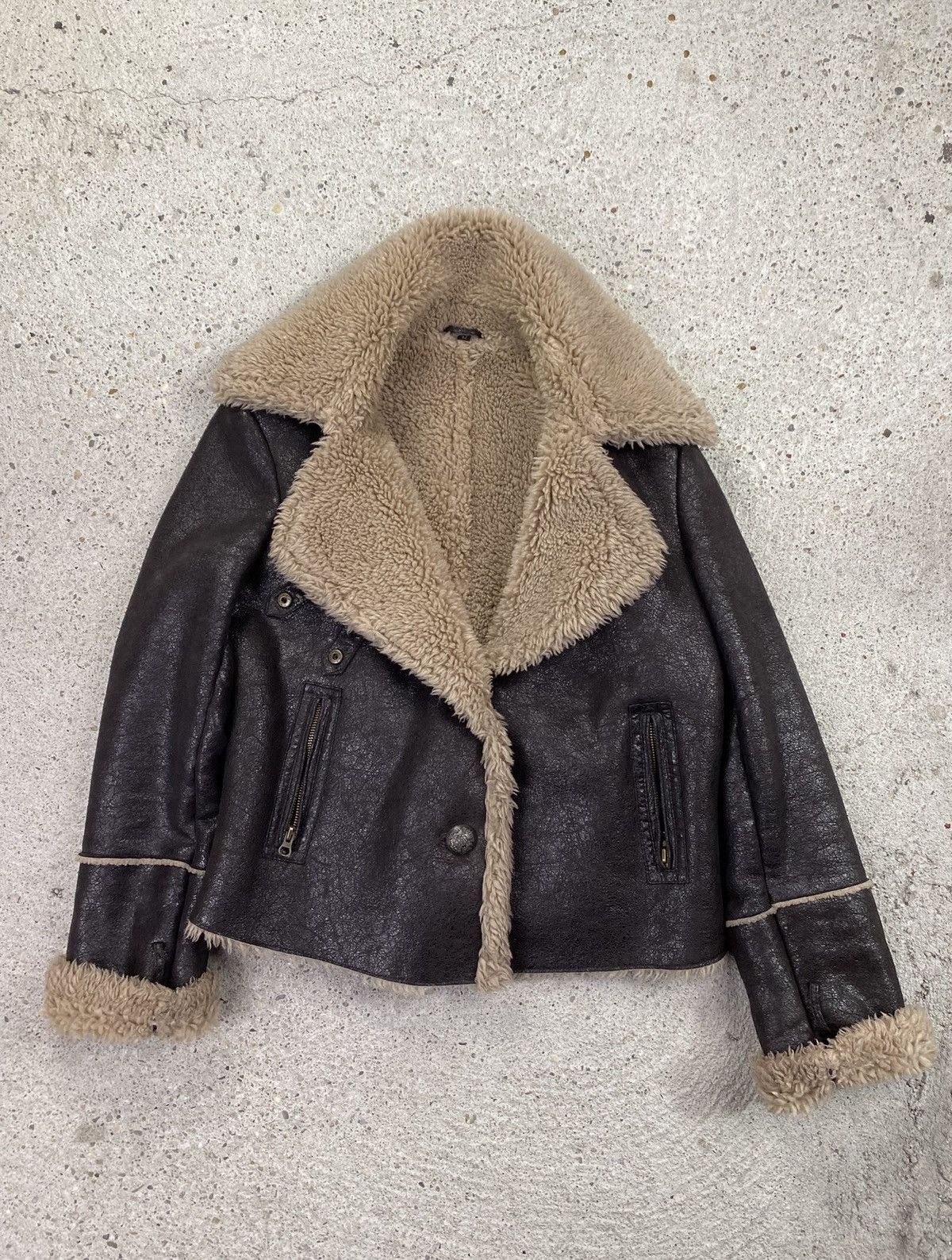 Japanese Brand Rock n blue vintage eco leather jacket japan shearling Size L / US 10 / IT 46 - 7 Thumbnail