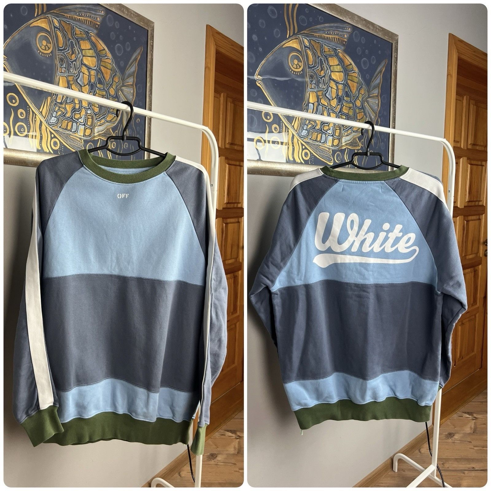 Off-White Off-White Men's Blue Oversized Crewneck Sweater Size M Size US M / EU 48-50 / 2 - 1 Thumbnail