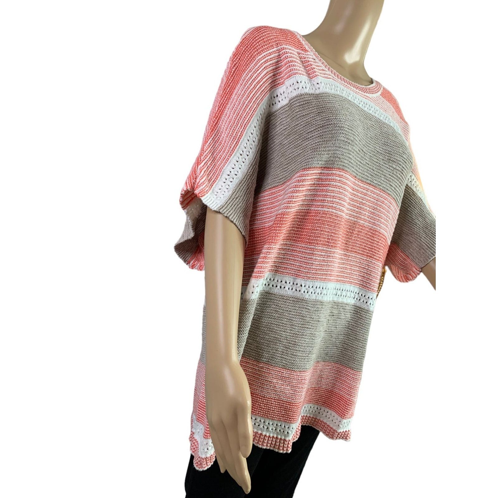 Chicos Chicos Womens Size 3 US XL Open Knit Sweater Cotton Blend Size 3XL / US 20-22 - 3 Thumbnail