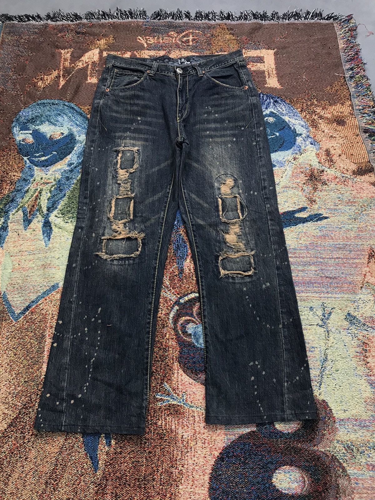 Vintage big train distressed denim