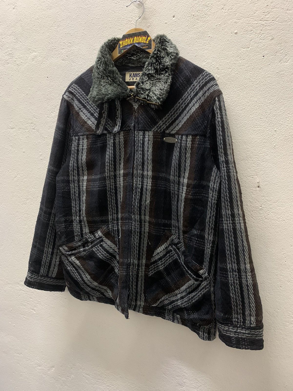 Kansai Yamamoto Vintage Kansai Jeans Wool Fur Jacket Size US L / EU 52-54 / 3 - 2 Thumbnail