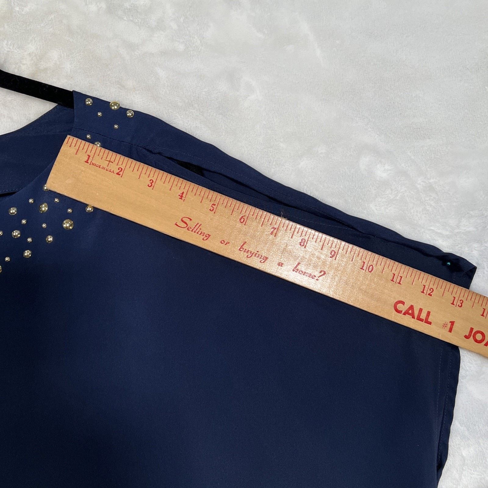 Lilly Pulitzer Lily Pulitzer Navy & Gold Studded Cold Shoulder Top - Size L / US 10 / IT 46 - 8 Thumbnail