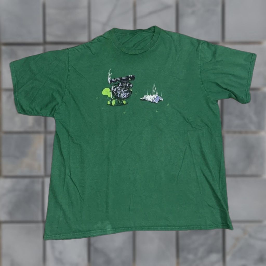 Vintage Green Turtle Tank Graphic Tee Men’s XL Shirt Funny Parody Y2K Streetwear Art 23x28 Size US XL / EU 56 / 4 - 1 Thumbnail