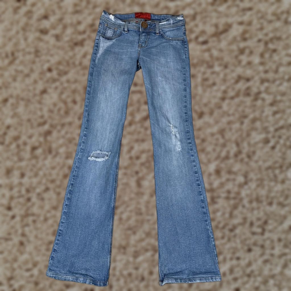 Vintage Gatopardo Jeans Women 2 24x31 Blue Stretch Bootcut Distressed Denim Cotton Blend Size 26" / US 2 / IT 38 - 1 Thumbnail