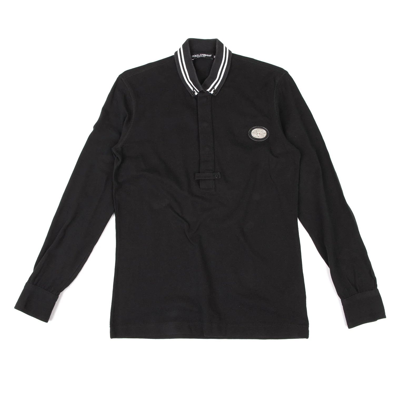 Dolce & Gabbana Cotton Collar Contrast Logo Plate Polo Shirt Black 44 Size US S / EU 44-46 / 1 - 1 Thumbnail