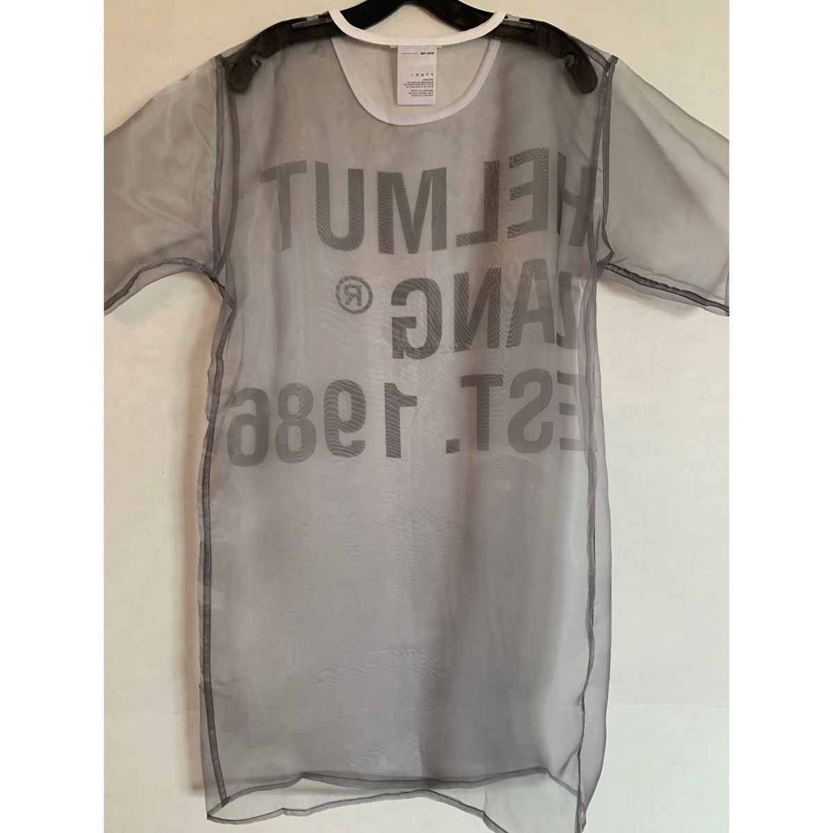 Helmut Lang HELMUT LANG SHEER LOGO T-SHIRT DRESS Size S / US 4 / IT 40 - 10 Thumbnail