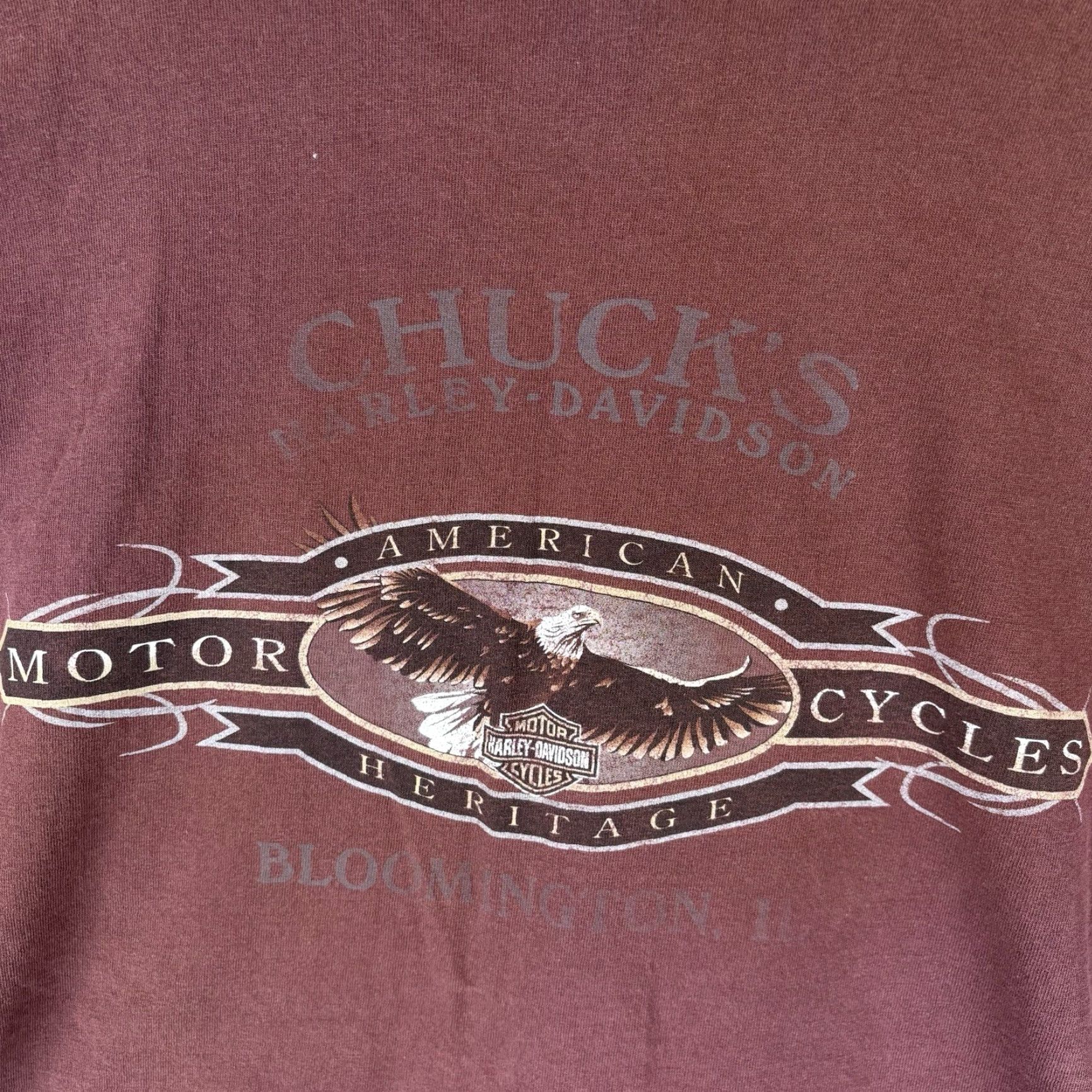 Harley Davidson Harley-Davidson T-Shirt Mens Medium Maroon Pocket Graphic Tee Eagle Made USA Size US M / EU 48-50 / 2 - 4 Thumbnail
