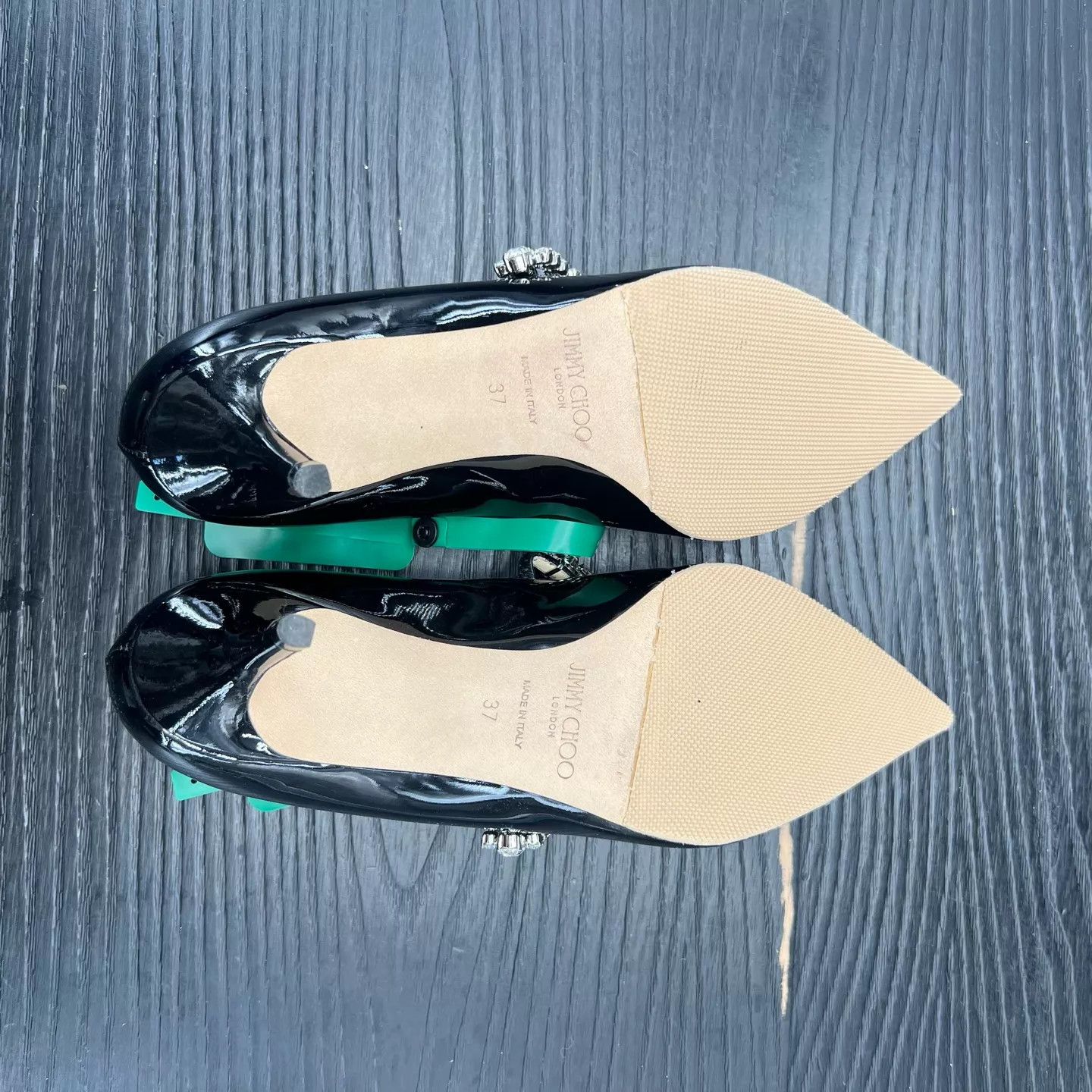 Jimmy Choo Jimmy Choo Bing Black Crystal Patent Leather Heels 37 new Size US 6.5 / IT 36.5 - 7 Thumbnail