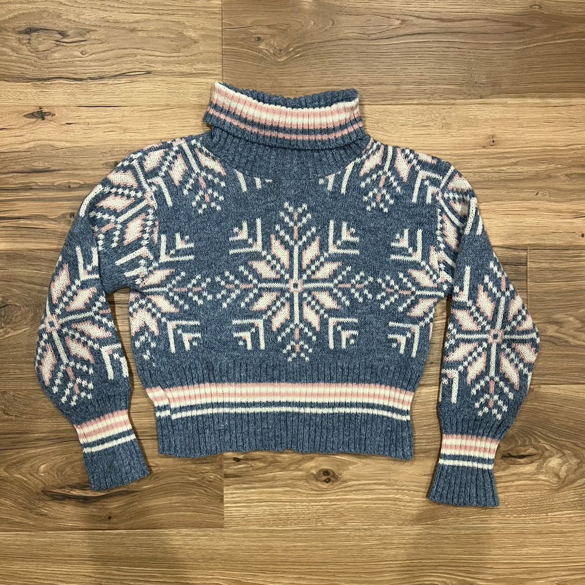 Other Vintage Womens Light Blue Pink Snowflake Sweater Large Size L / US 10 / IT 46 - 1 Thumbnail