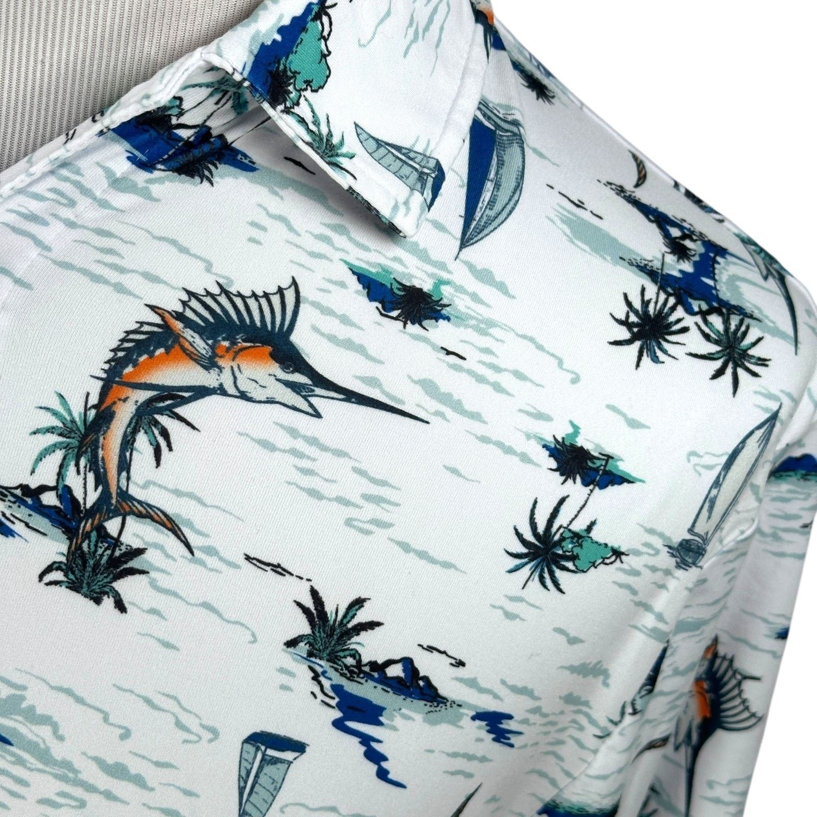 Chaps Chaps Polo Shirt Men’s Medium White Marlin Fish AOP New Size US M / EU 48-50 / 2 - 3 Thumbnail