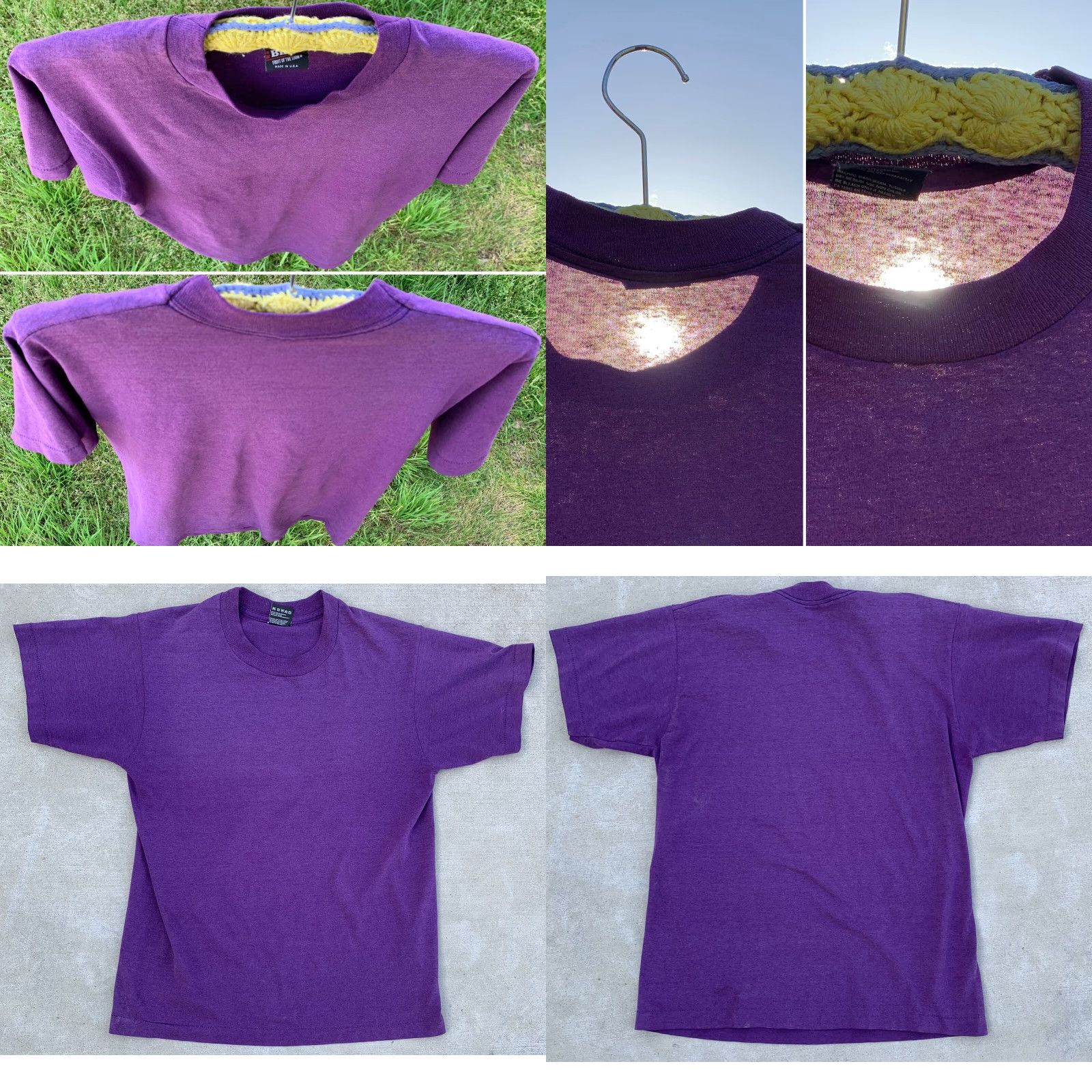 Fruit Of The Loom VINTAGE Fruit of the Loom T-Shirt Purple Adult M - Single Stitch, Short Sleeve, Cotton Blend, USA, Unisex, Regular Size Size US M / EU 48-50 / 2 - 9 Thumbnail