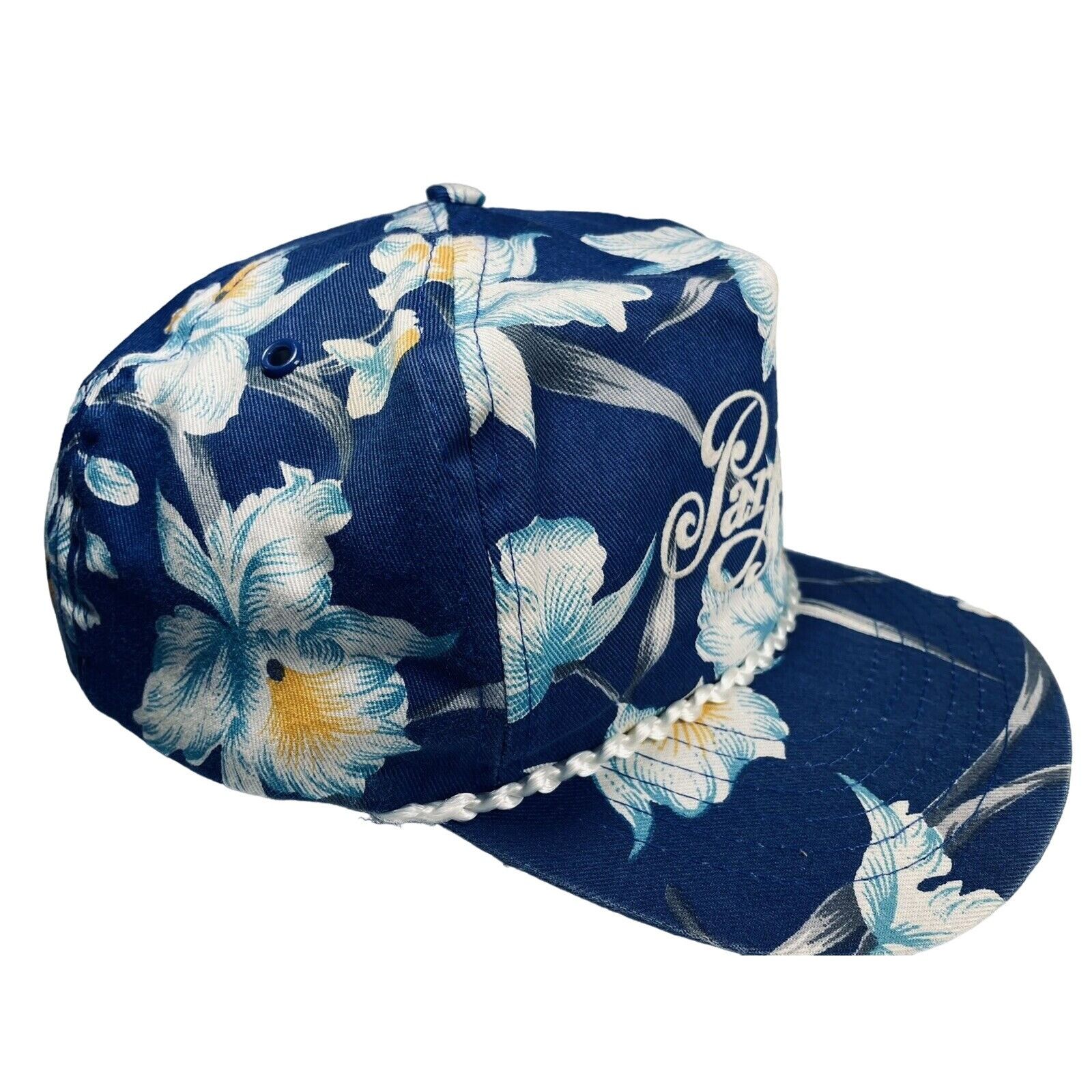 Vintage Park City San Sun Tropical Hawaiian Orchid Baseball Hat Blue Size ONE SIZE - 3 Thumbnail
