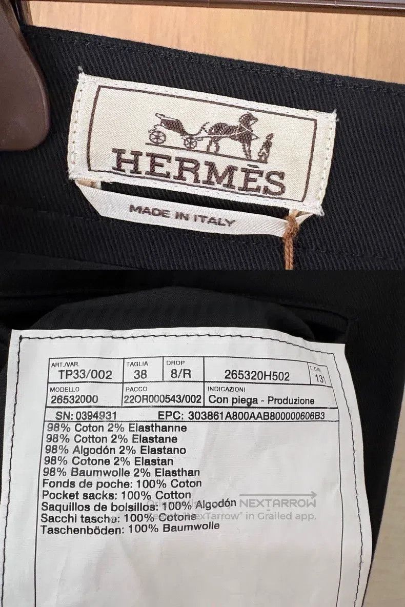 Hermes Hermes Autumn-Winter Men's Gabardine Pleated Casual Pants Size US 38 / EU 54 - 9 Thumbnail