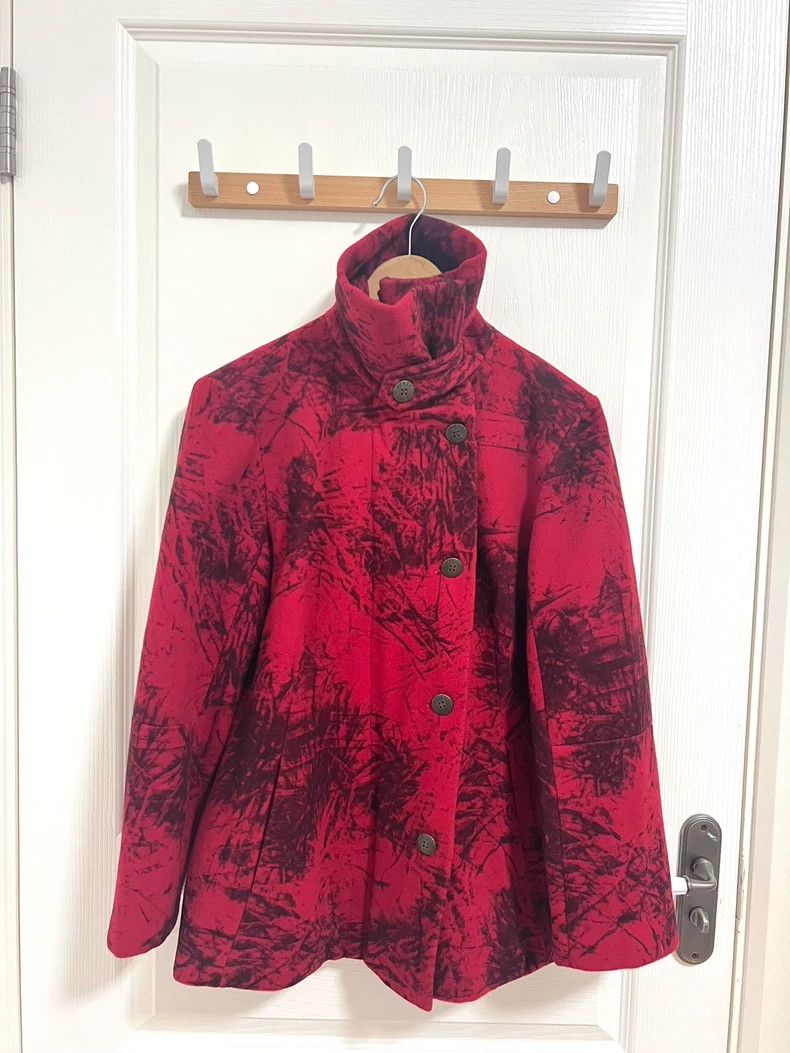 Kenzo KENZO Red ink-wash wool short coat Size XS / US 0-2 / IT 36-38 - 1 Thumbnail