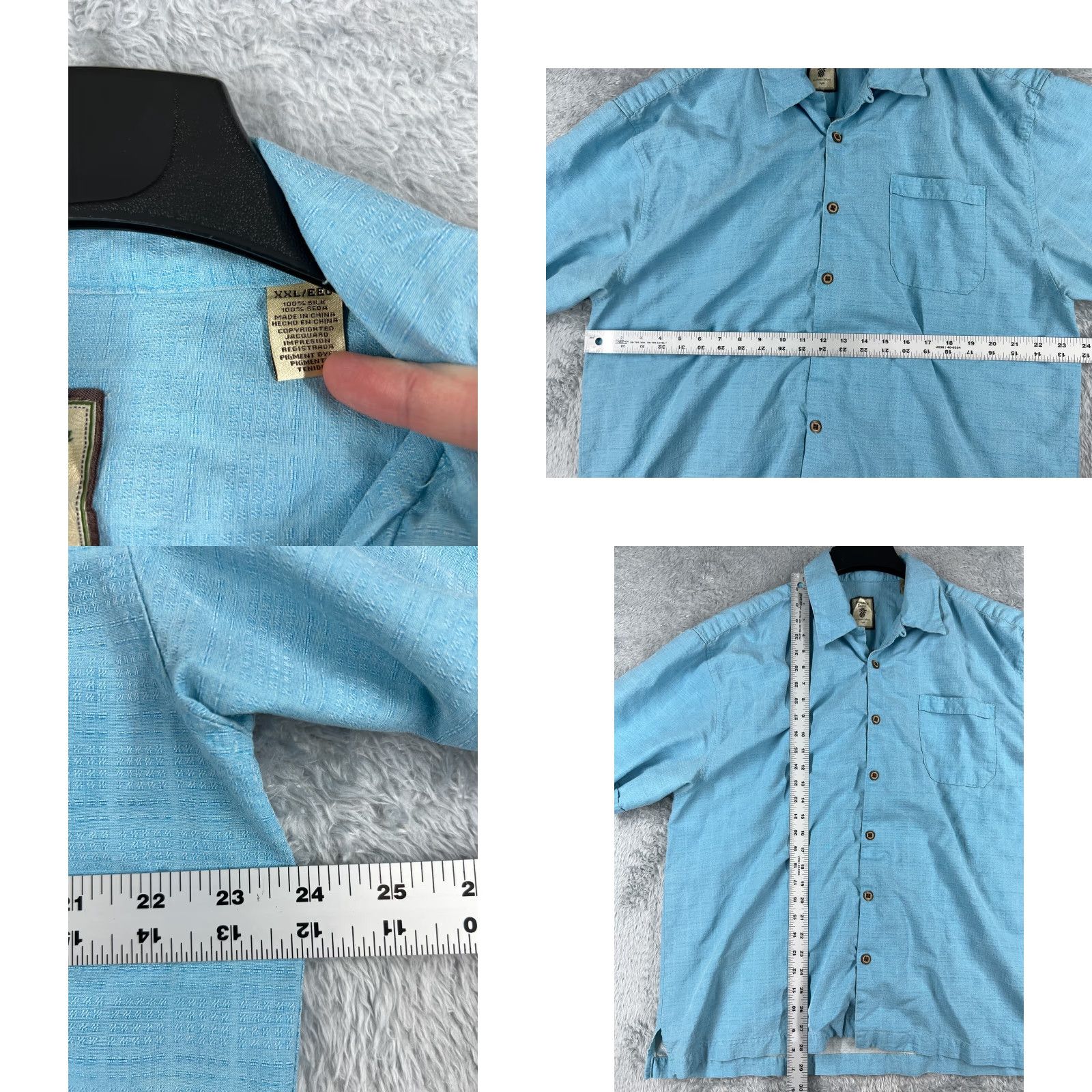 Vintage Jamaica Jaxx Shirt Adult 2XL XXL Blue Silk Button-Up Hawaiian Pocket Beach Shirts Mens Regular Short Sleeve Casual Resort 100% Silk Size US XXL / EU 58 / 5 - 8 Thumbnail