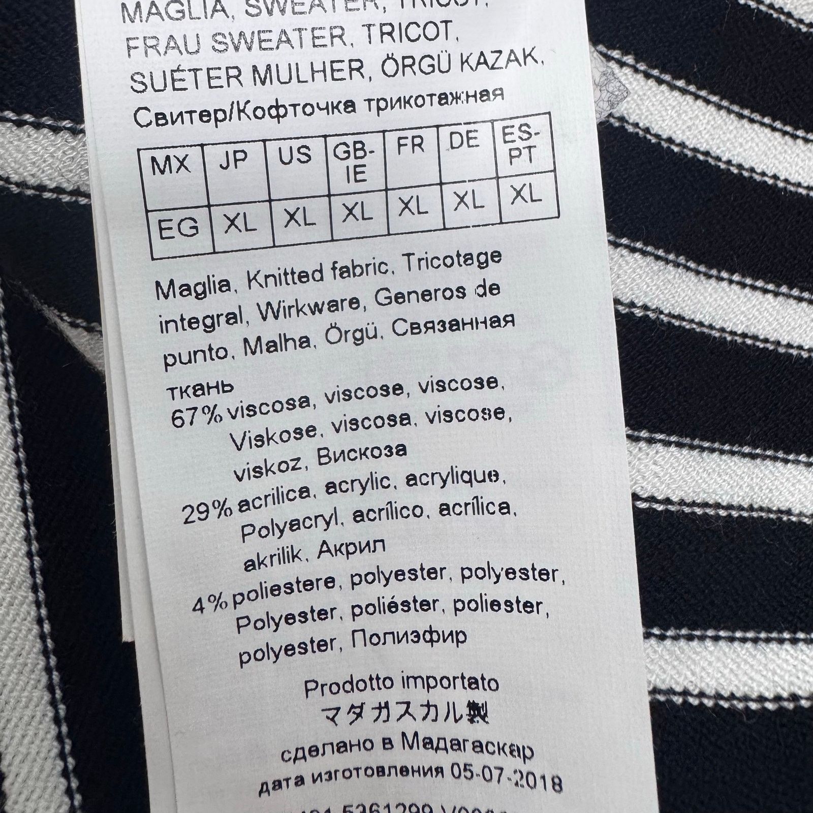 Marina Rinaldi Marina Rinaldi Stripe Ribbed Knit Sweater Top Black White XL Size 3XL / US 20-22 - 8 Thumbnail