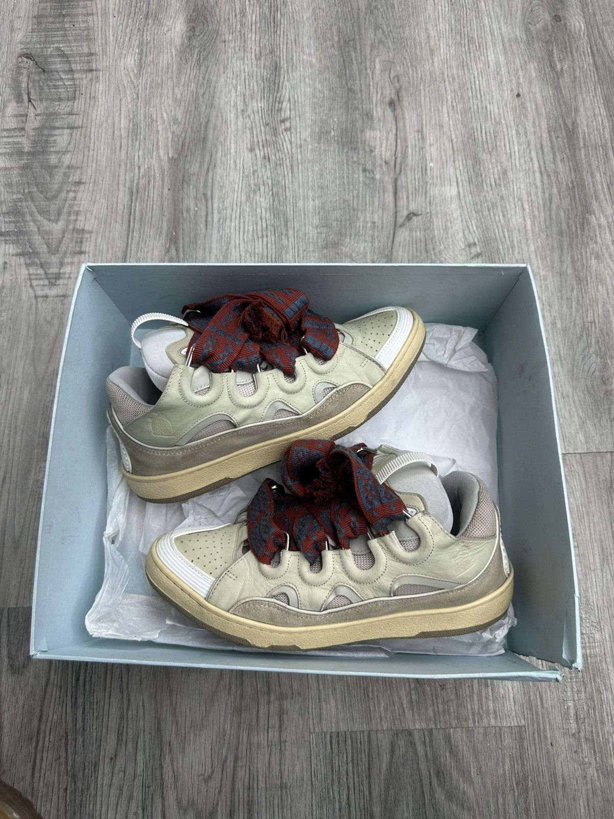 Lanvin Lanvin Curb Sneaker Beige Red Navy Laced Size US 10 / EU 43 - 2 Thumbnail