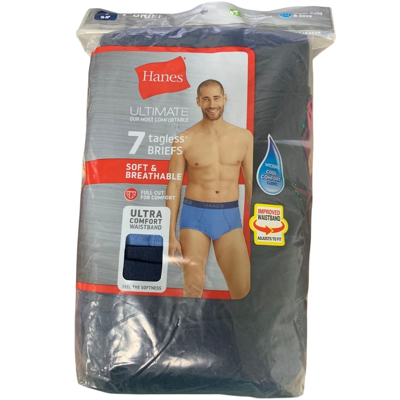 Hanes New 7-Pack Hanes Mens Large Ultimate Cotton Underwear Briefs Size US L / EU 52-54 / 3 - 5 Thumbnail