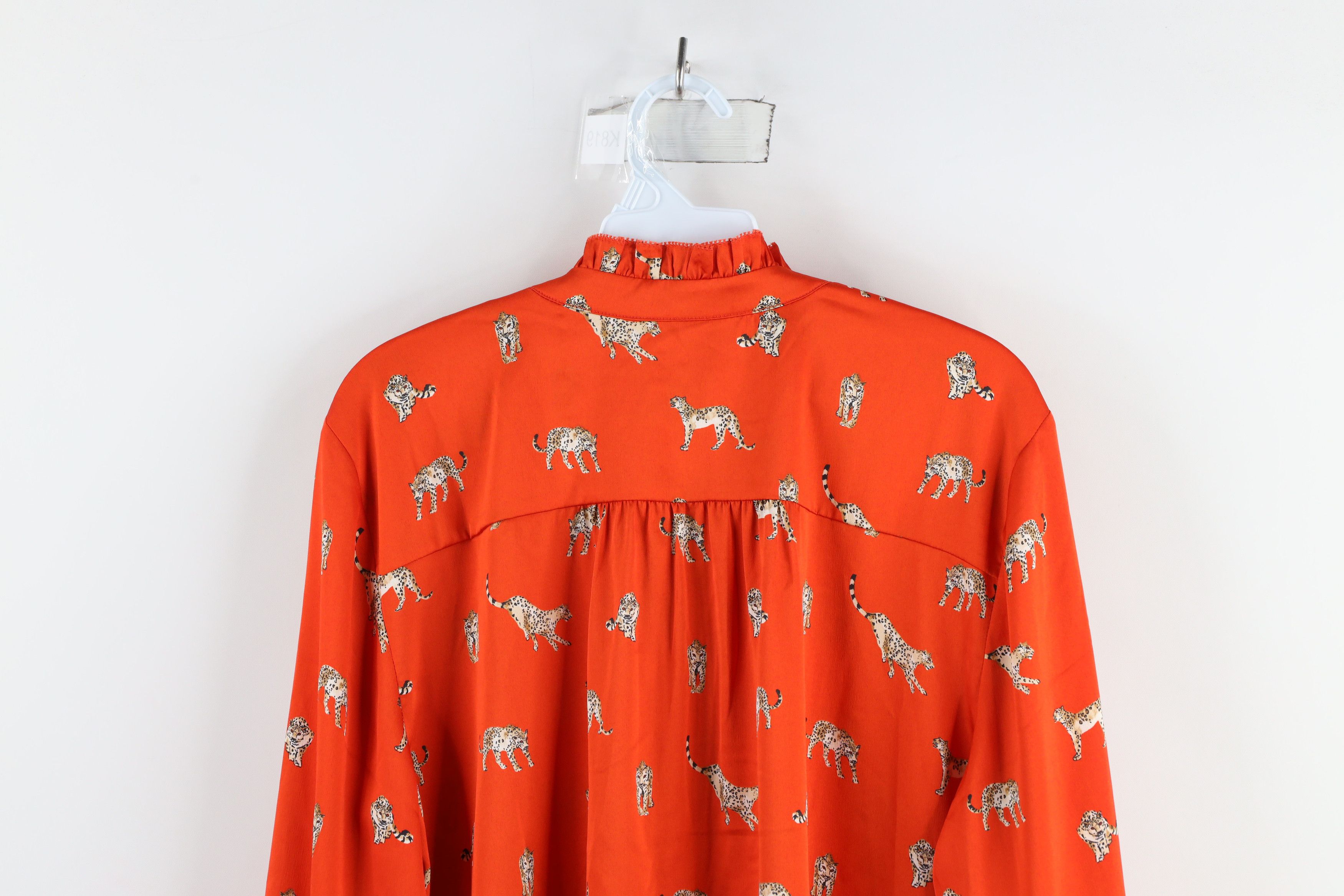 Chicos × Vintage Chicos P Cheetah All Over Print Frilly Collar Blouse Shirt Size XL / US 12-14 / IT 48-50 - 13 Thumbnail