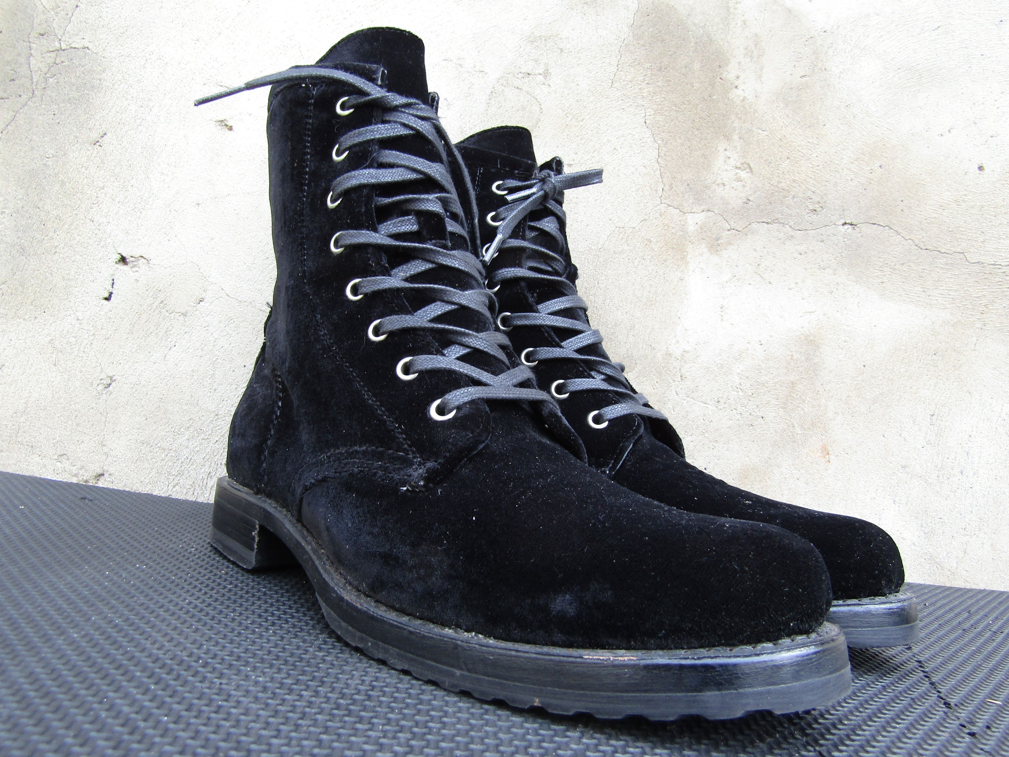 Frye Mint Frye Women Veronica Combat Boots Black VELVET ariana Size US 10 / IT 40 - 5 Thumbnail