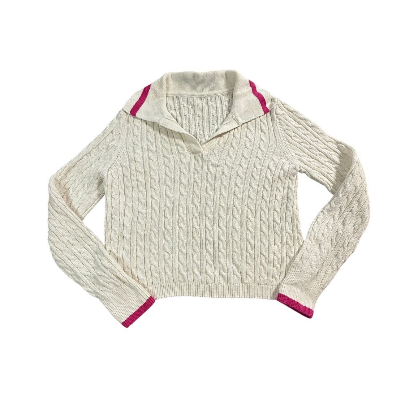Nicole Miller Nicole Miller Cable Knit Collared Pullover Sweater Size S / US 4 / IT 40 - 1 Thumbnail