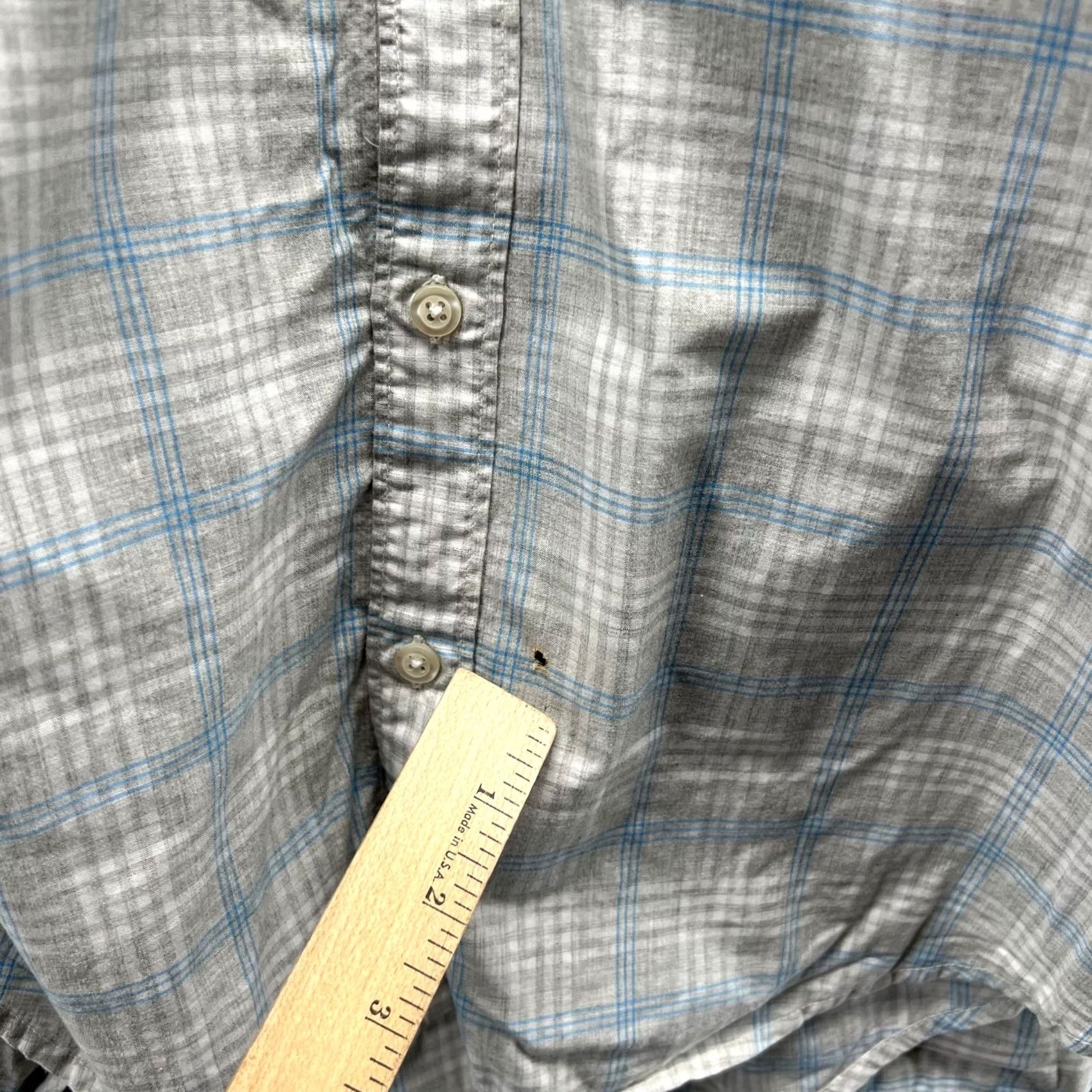 Bonobos Bonobos Shirt Mens XL Gray Blue Button Down Preppy Dress Slim Plaid Oxford Shirt Size 46R - 4 Thumbnail