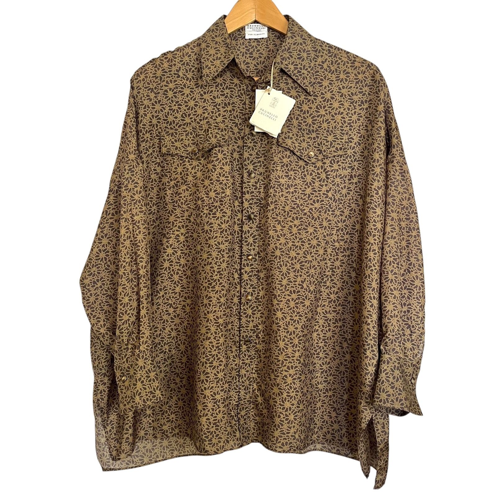 Brunello Cucinelli NWT Brunello Cucinelli Silk Pongee Floral Print Womens Shirt Size XS / US 0-2 / IT 36-38 - 2 Thumbnail