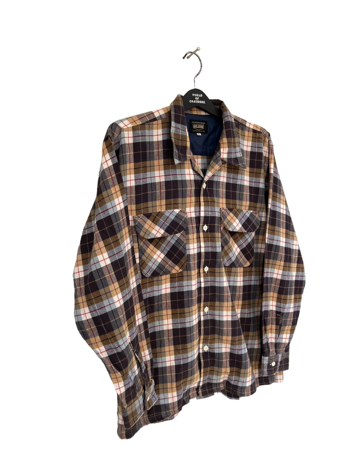 Big John Vintage 90s Big John Japan Double Flap Pocket Plaid Flannel Size US L / EU 52-54 / 3 - 12 Thumbnail