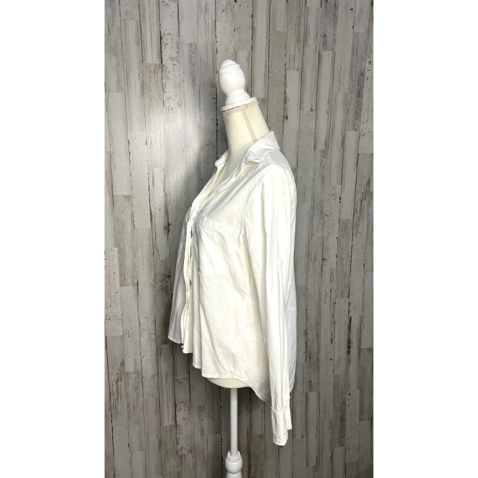 Anthropologie Cloth & Stone Women's XS White Button-Up Shirt Long Sleeve Size XS / US 0-2 / IT 36-38 - 5 Thumbnail